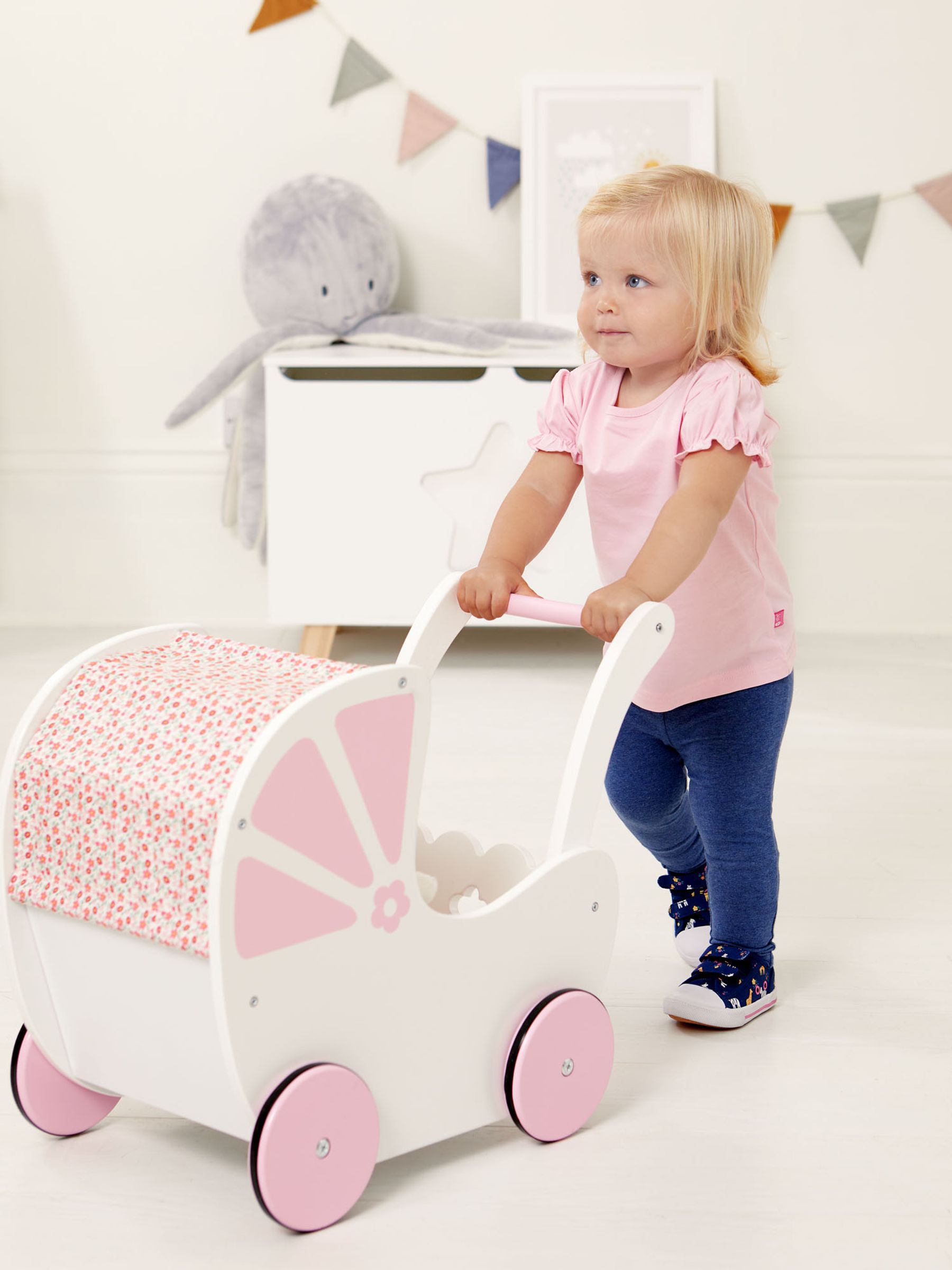 Pink Fleur Push Along Pram JoJo Maman Bebe