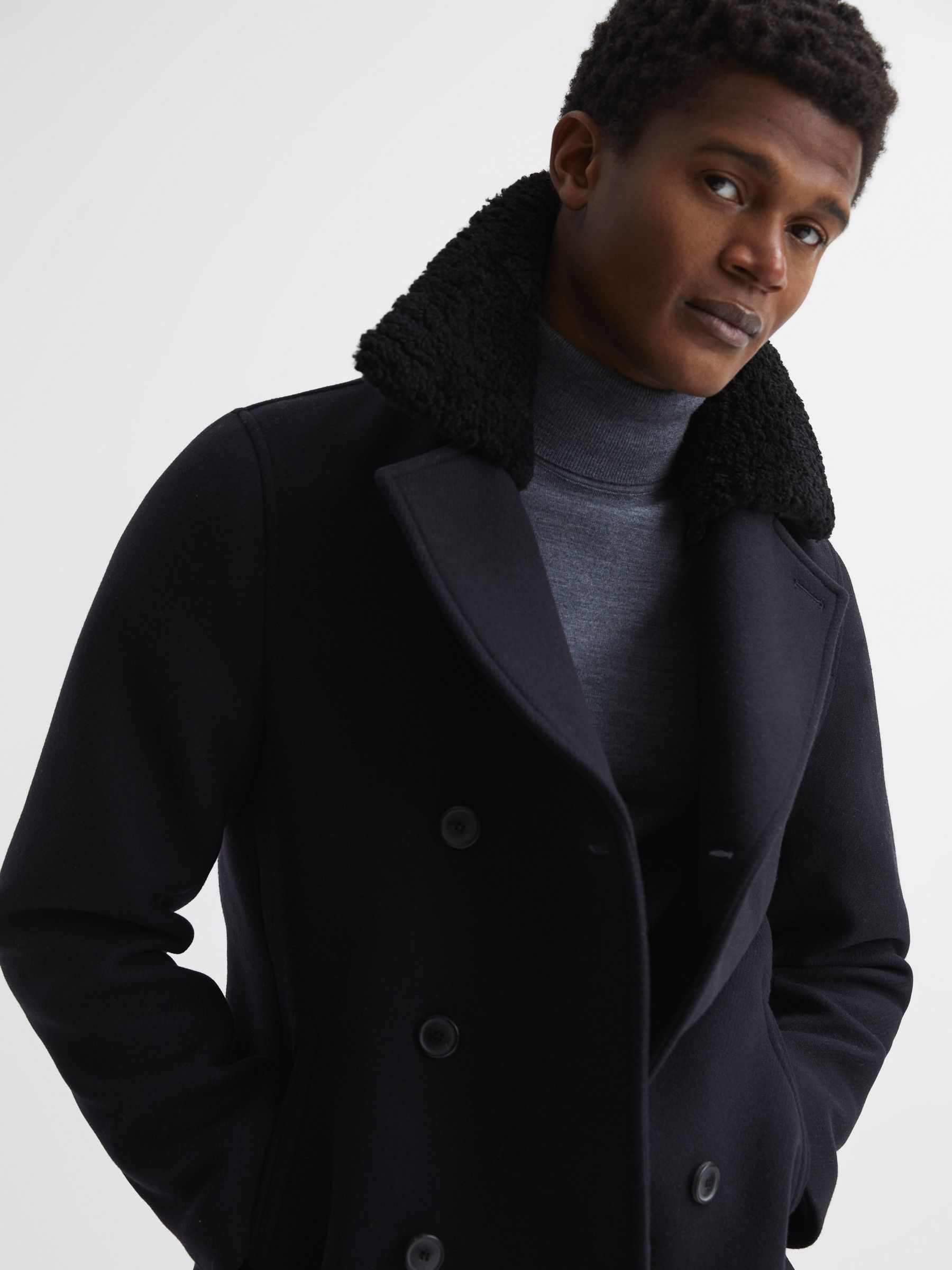 Mid length pea coat on sale