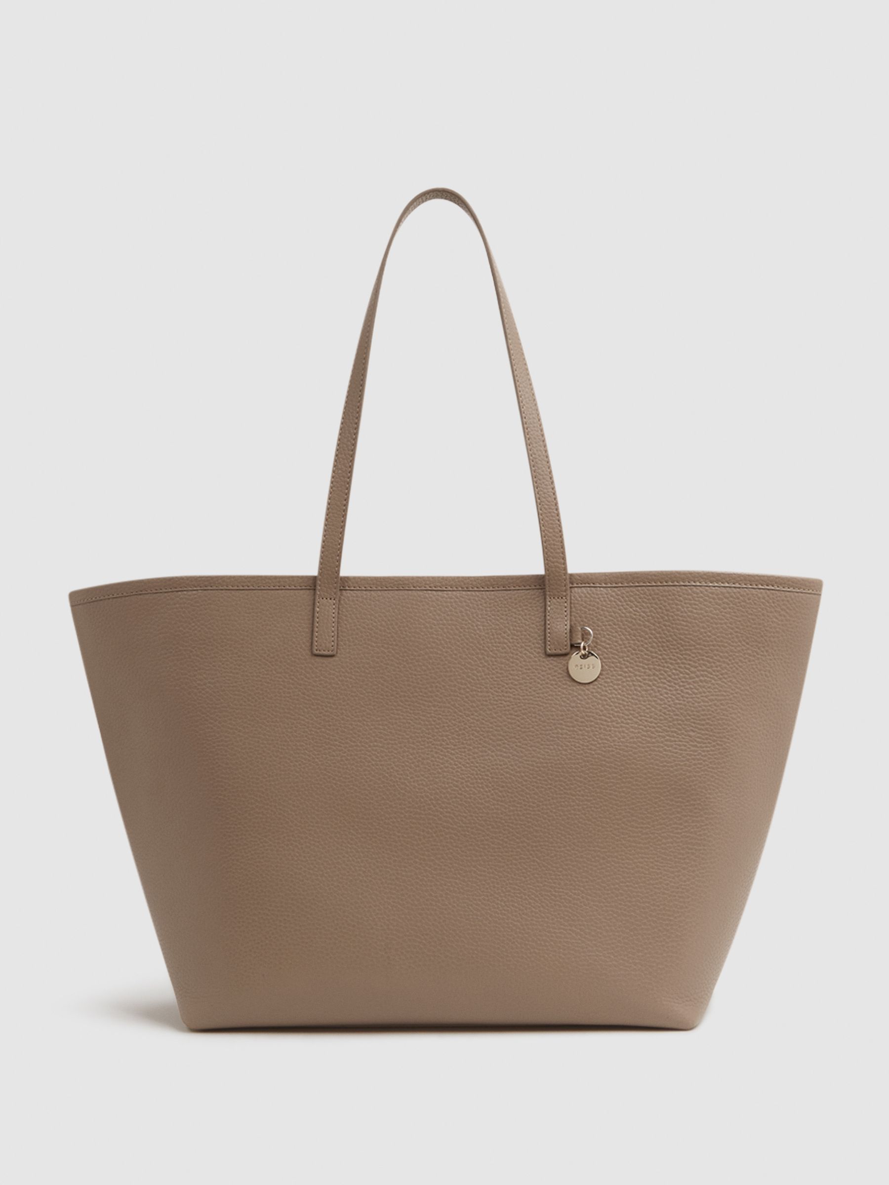 Reiss Leather Tote Bag in Taupe REISS