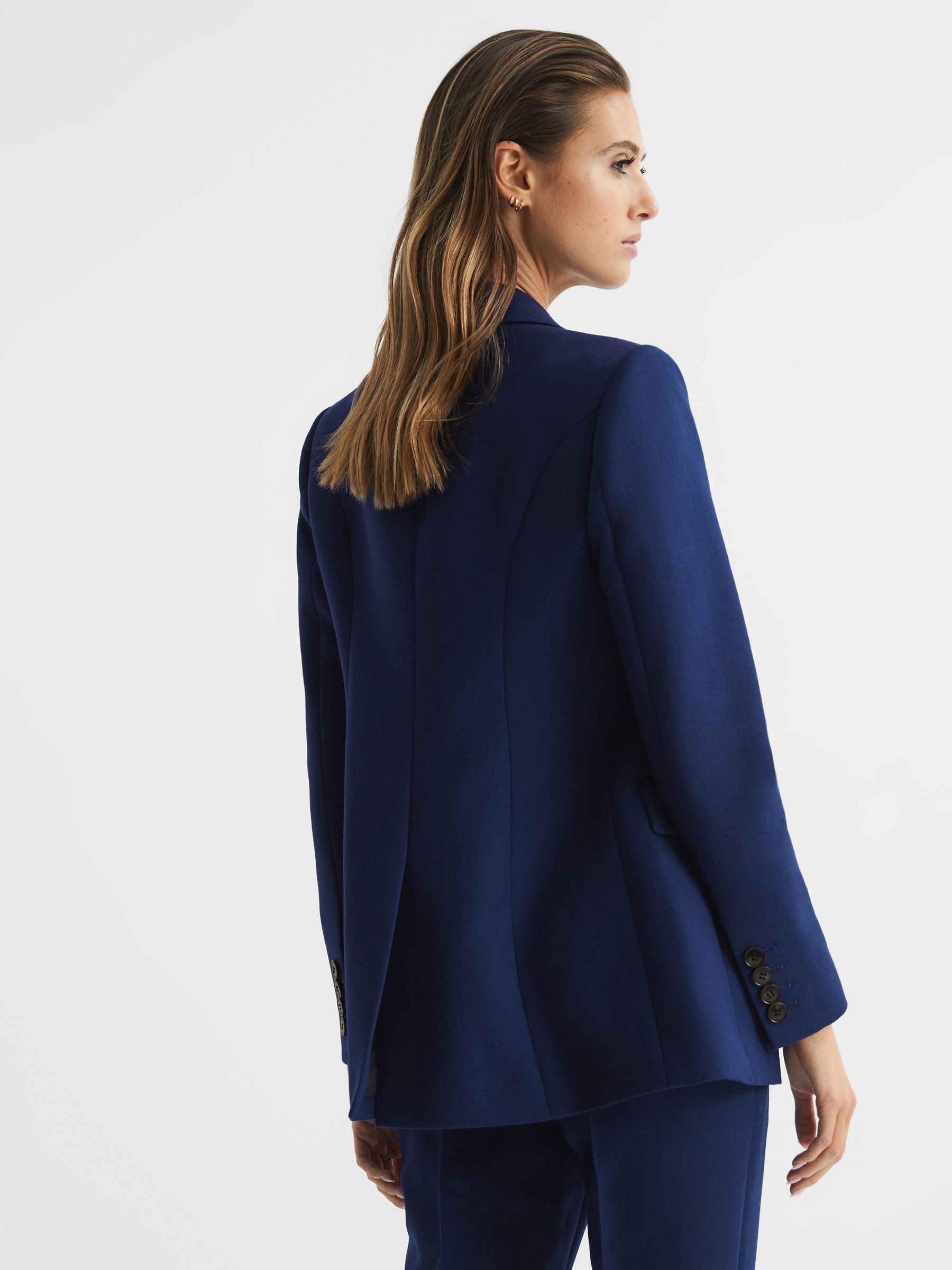 Reiss Double Breasted Wool Blazer in Blue REISS