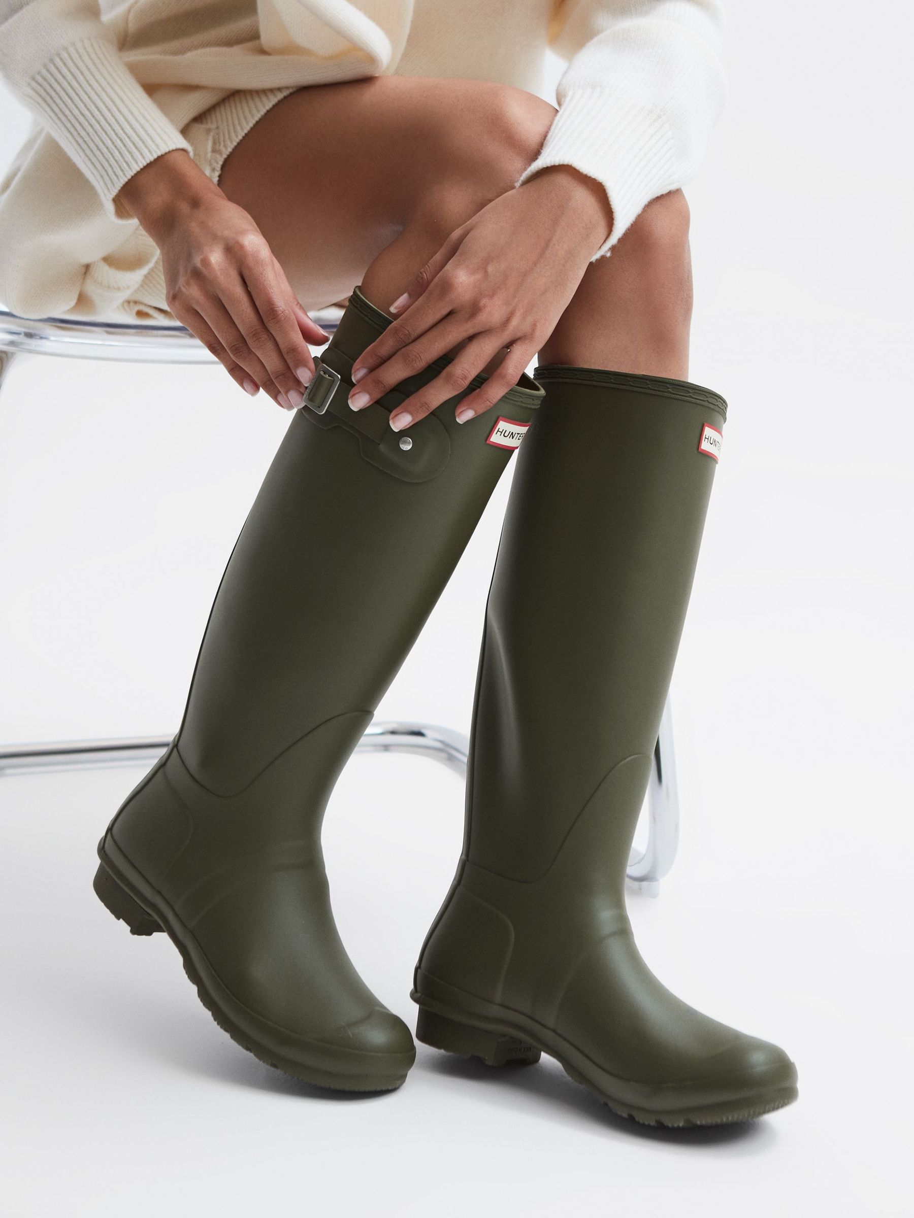 Olive hunter rain boots discount