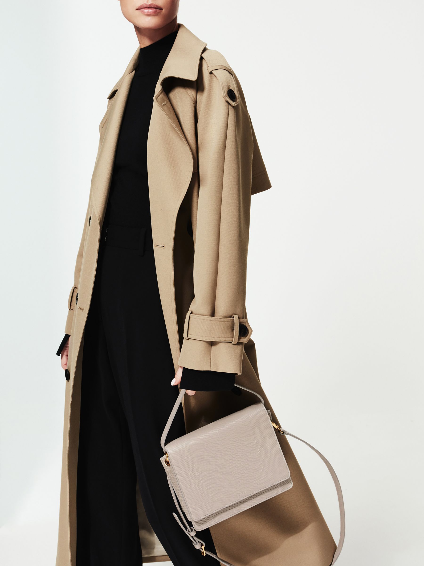 Reiss Grained Leather Bag in Grey REISS