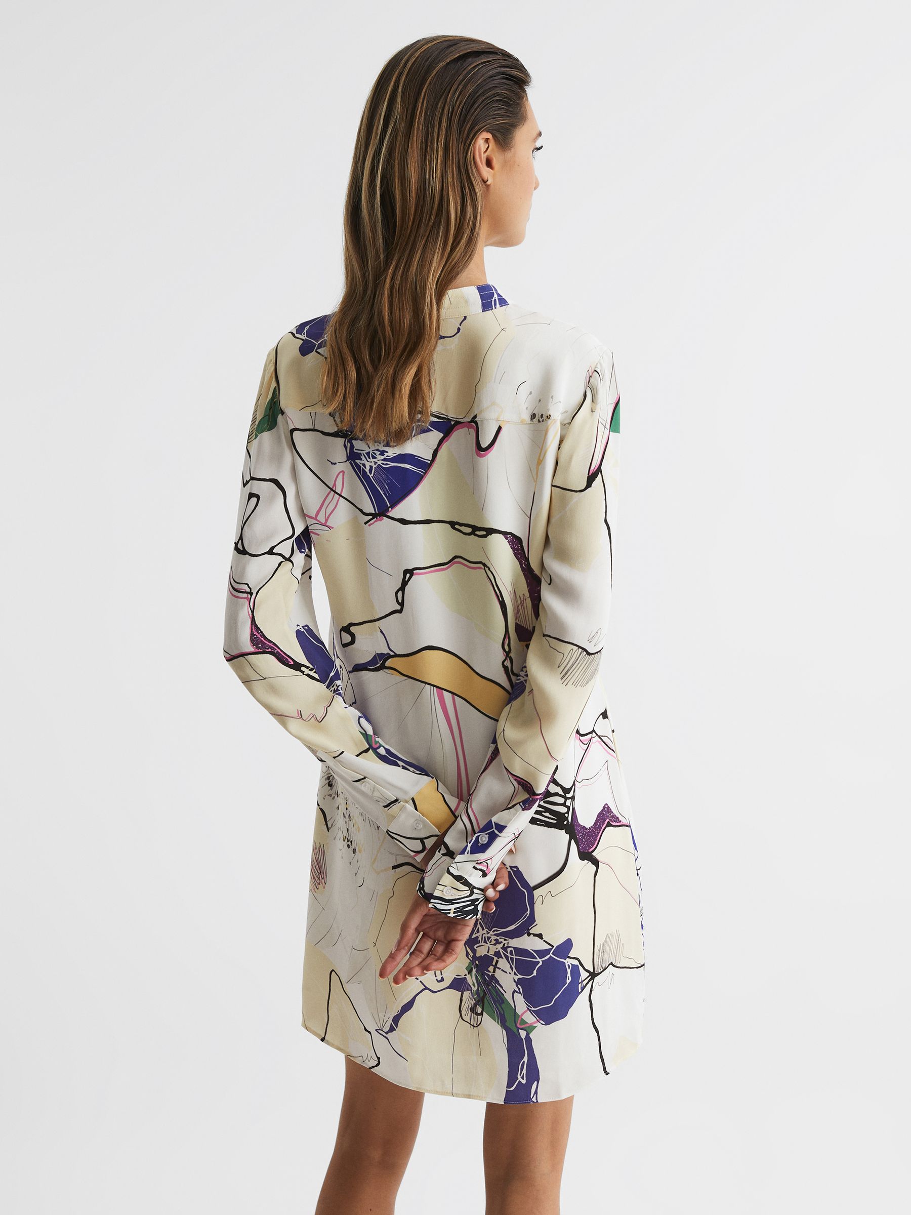 Reiss Printed Shift Dress in Ivory REISS