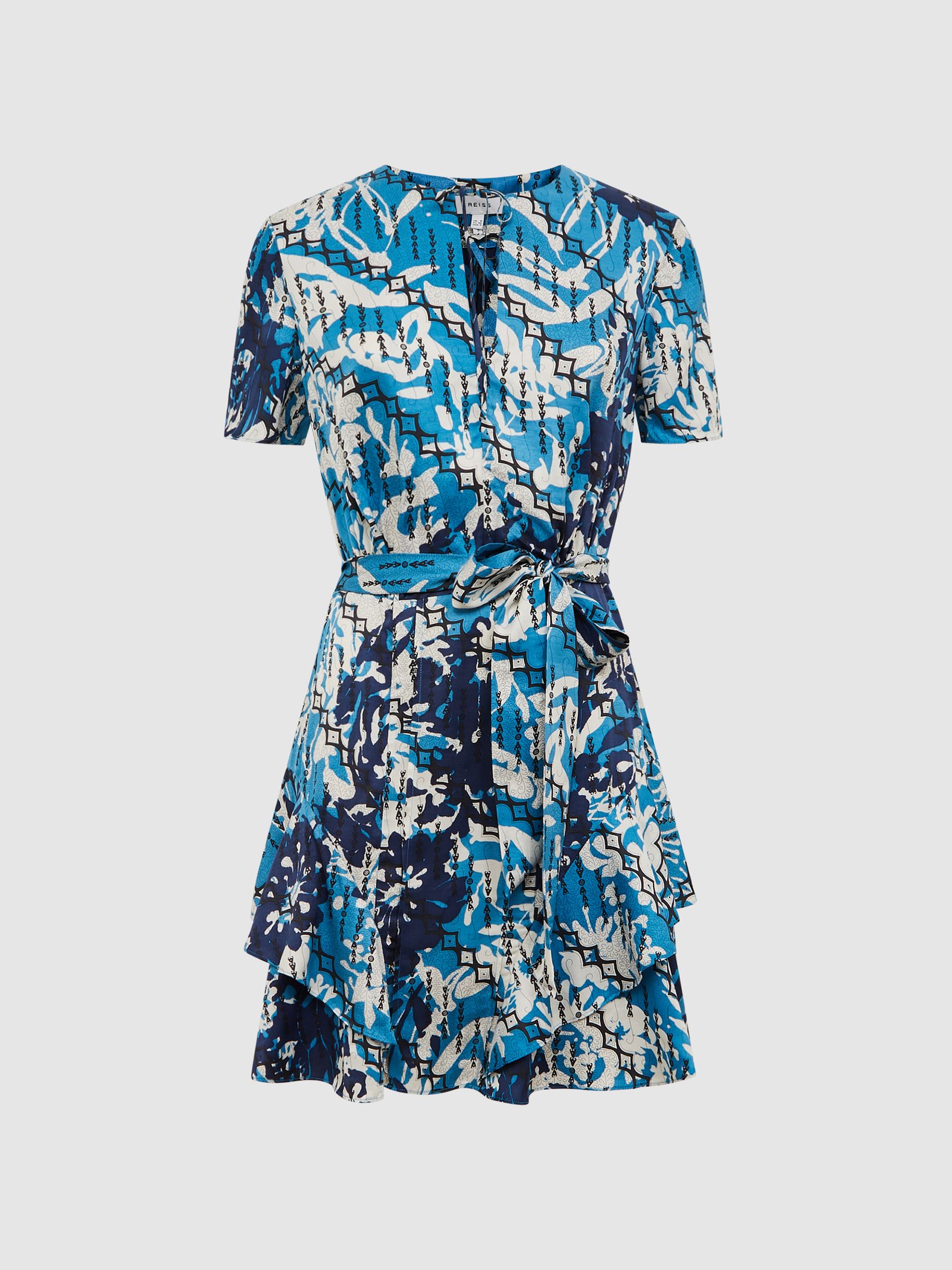 Reiss Ditsy Printed Mini Dress in Blue REISS