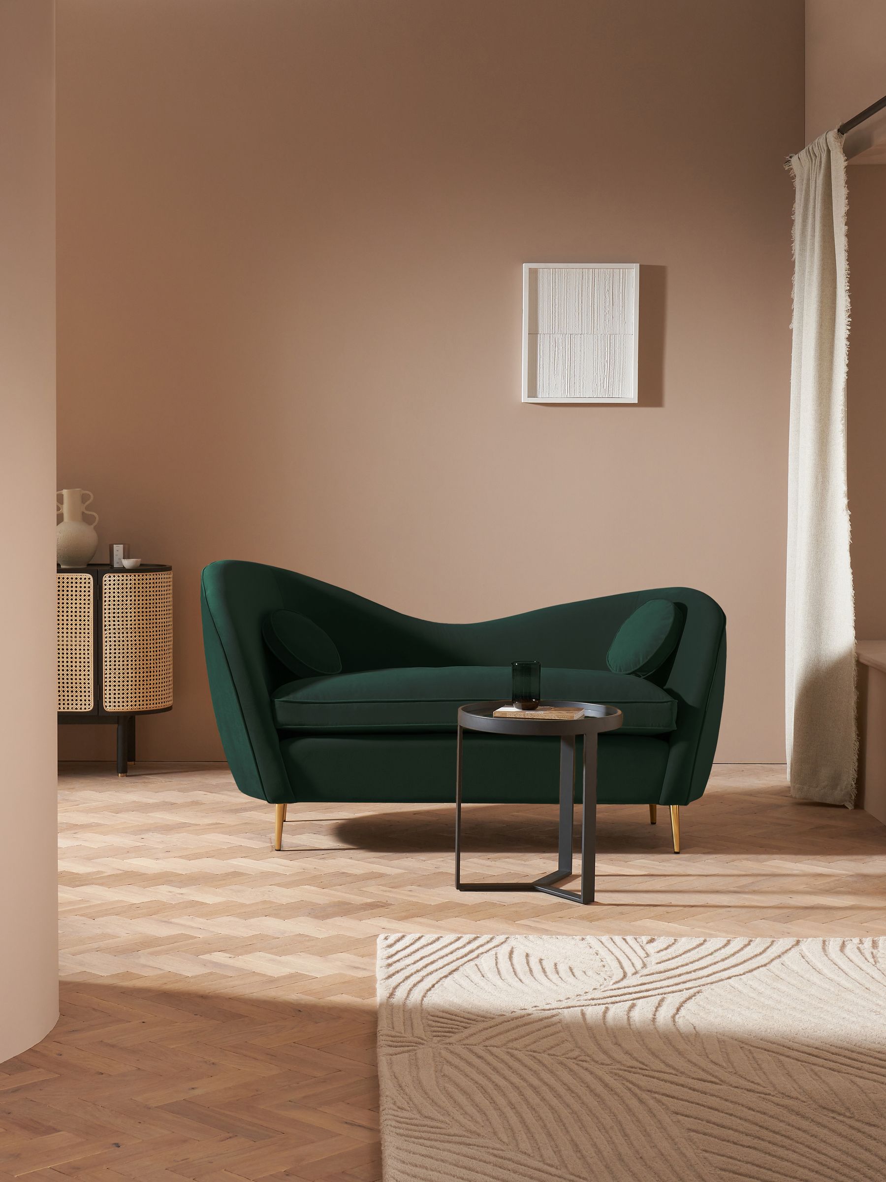 Kooper 2 Seater Sofa in Modern Velvet Bottle Green Made