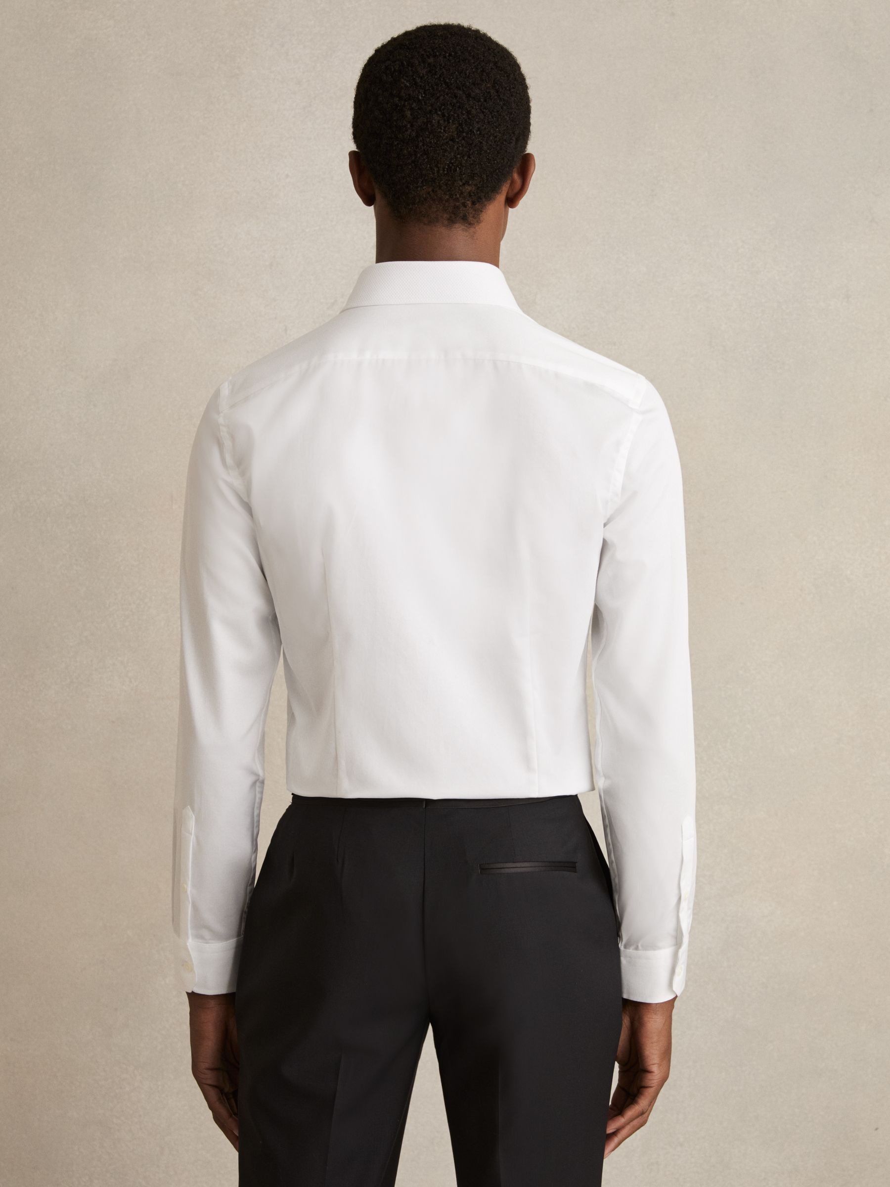 Slim Fit Slim Fit Cotton Marcella Tuxedo Shirt in White