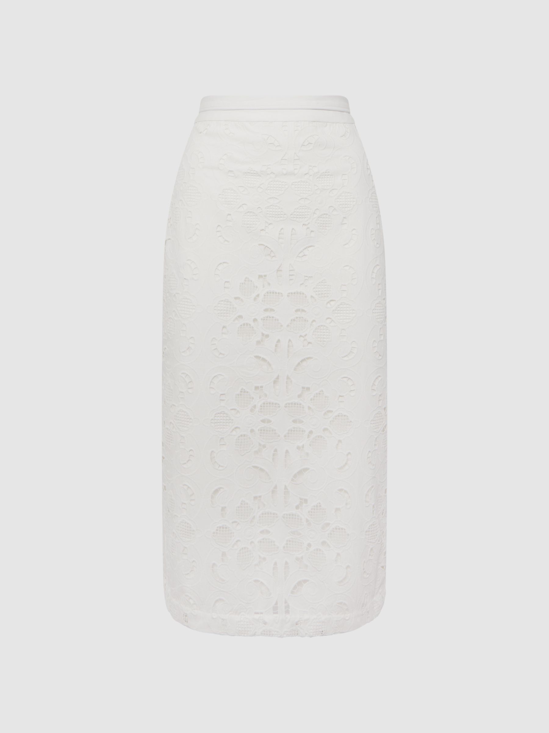 Reiss Lace Co ord Pencil Skirt in White REISS