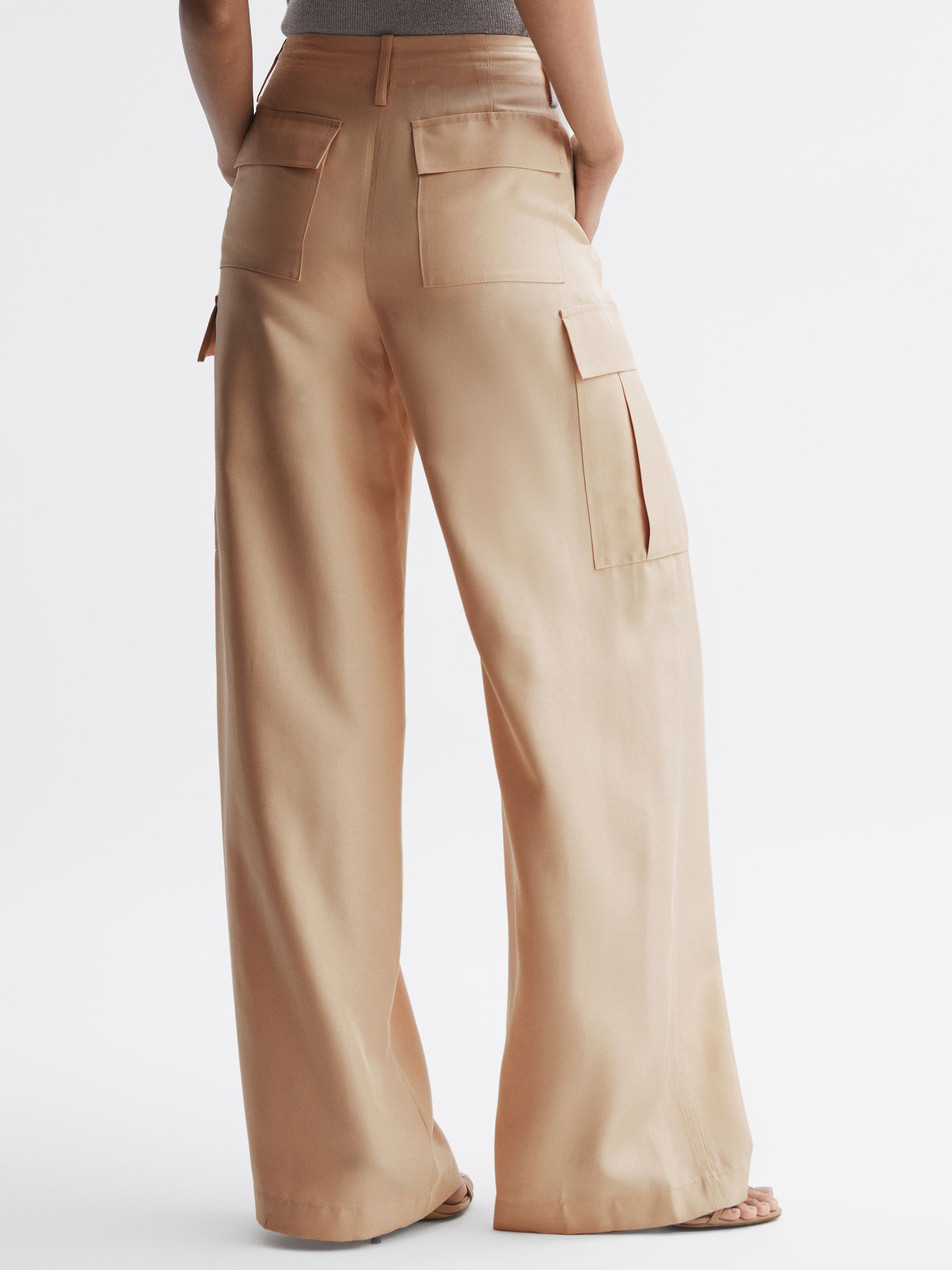 Reiss Wide Leg Combat Trousers in Neutral REISS