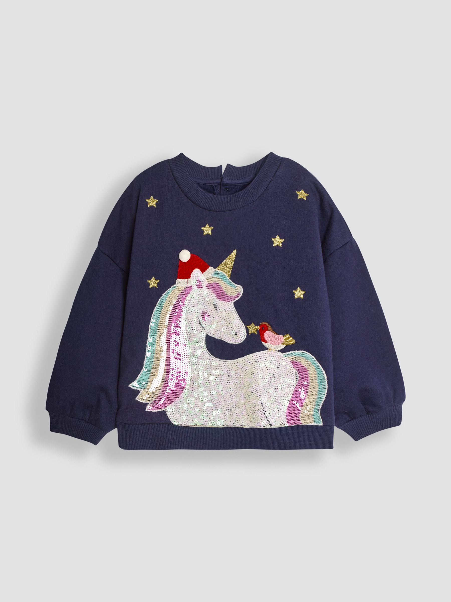 Navy Unicorn Sequin Sweatshirt JoJo Maman Bebe