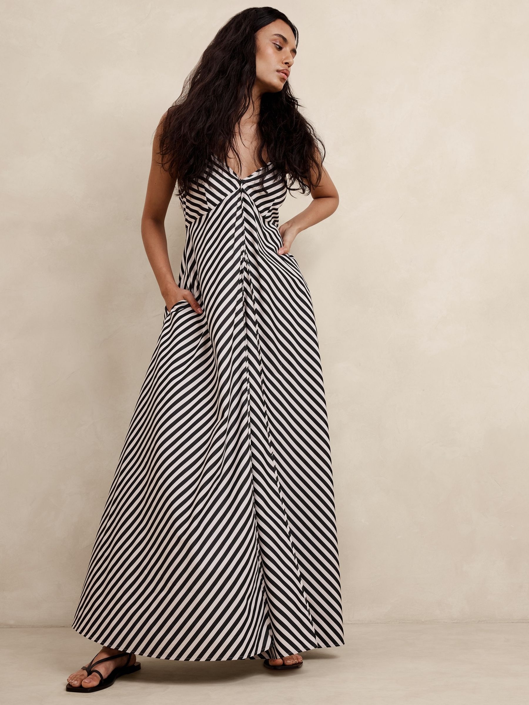 Banana Republic Black Poplin Maxi Dress Gap