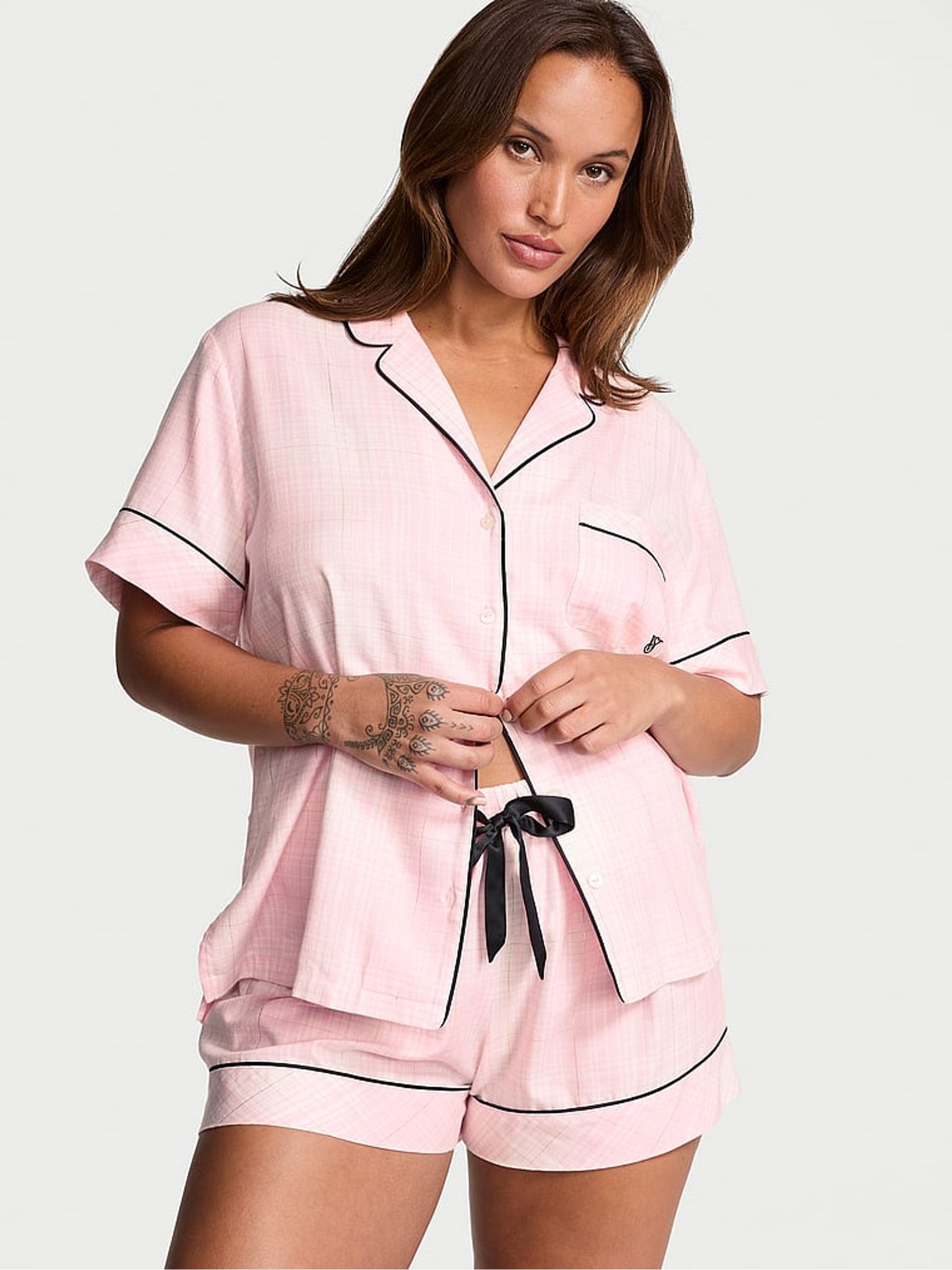 Flannel pj set shorts online