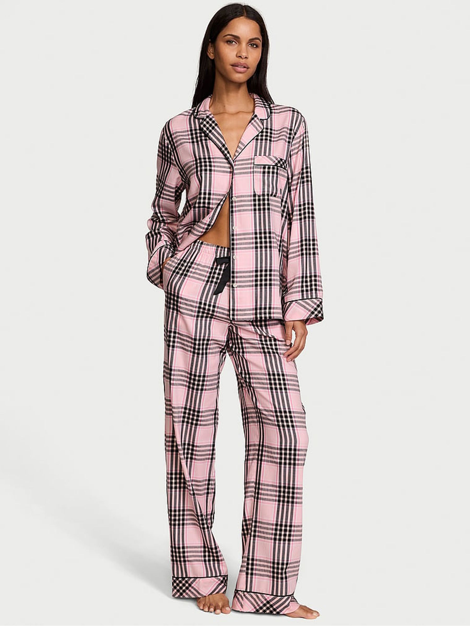 Buy Victoria s Secret Pretty Blossom Lovely Plaid Pink Flannel Long Pyjama Set from the Victoria s Secret UK online shop