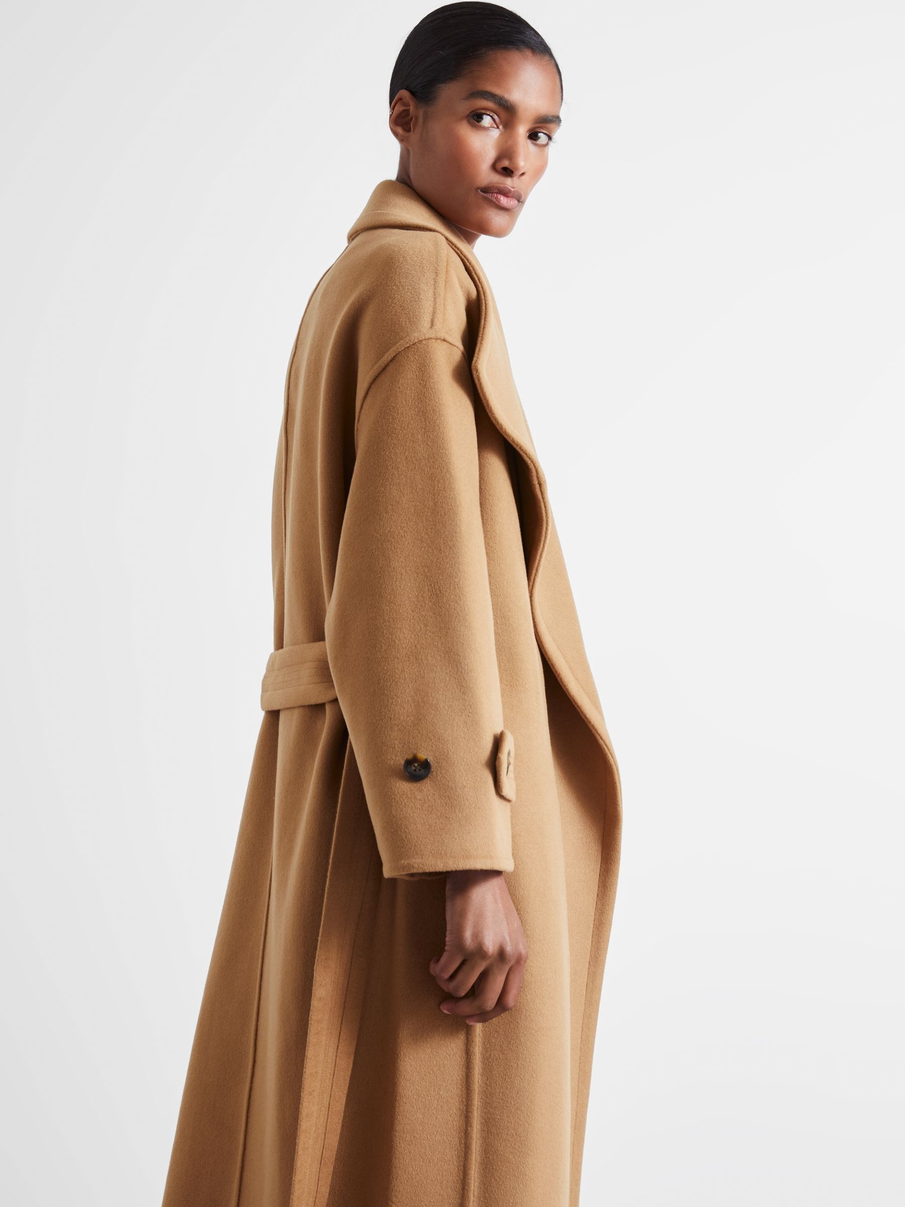Reiss Atelier Blindseam Wool and Cashmere Coat in Camel REISS