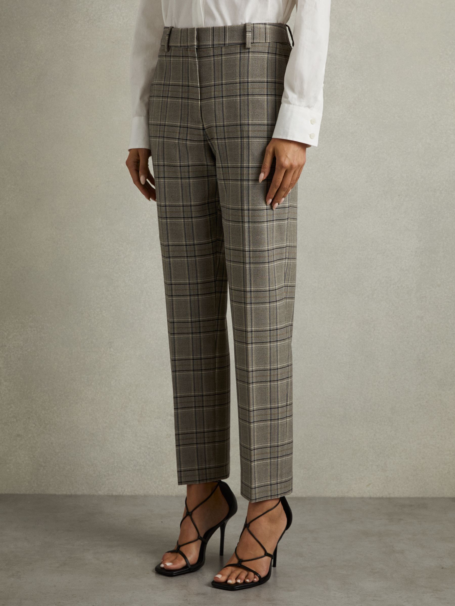 Petite checkered trousers deals