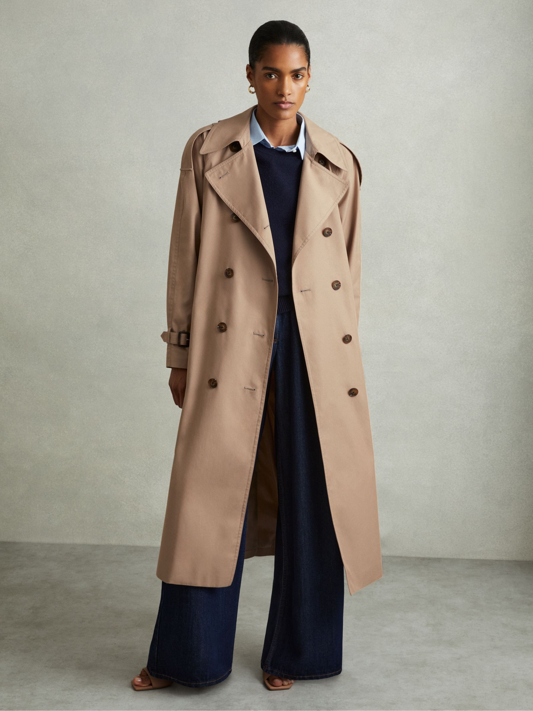 Jenna Camel Double Breasted Belted Trench Coat