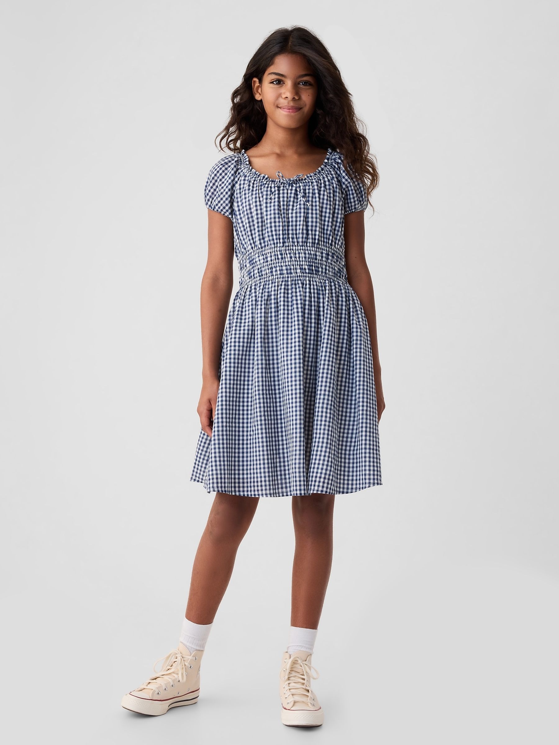 Old navy blue gingham dress store