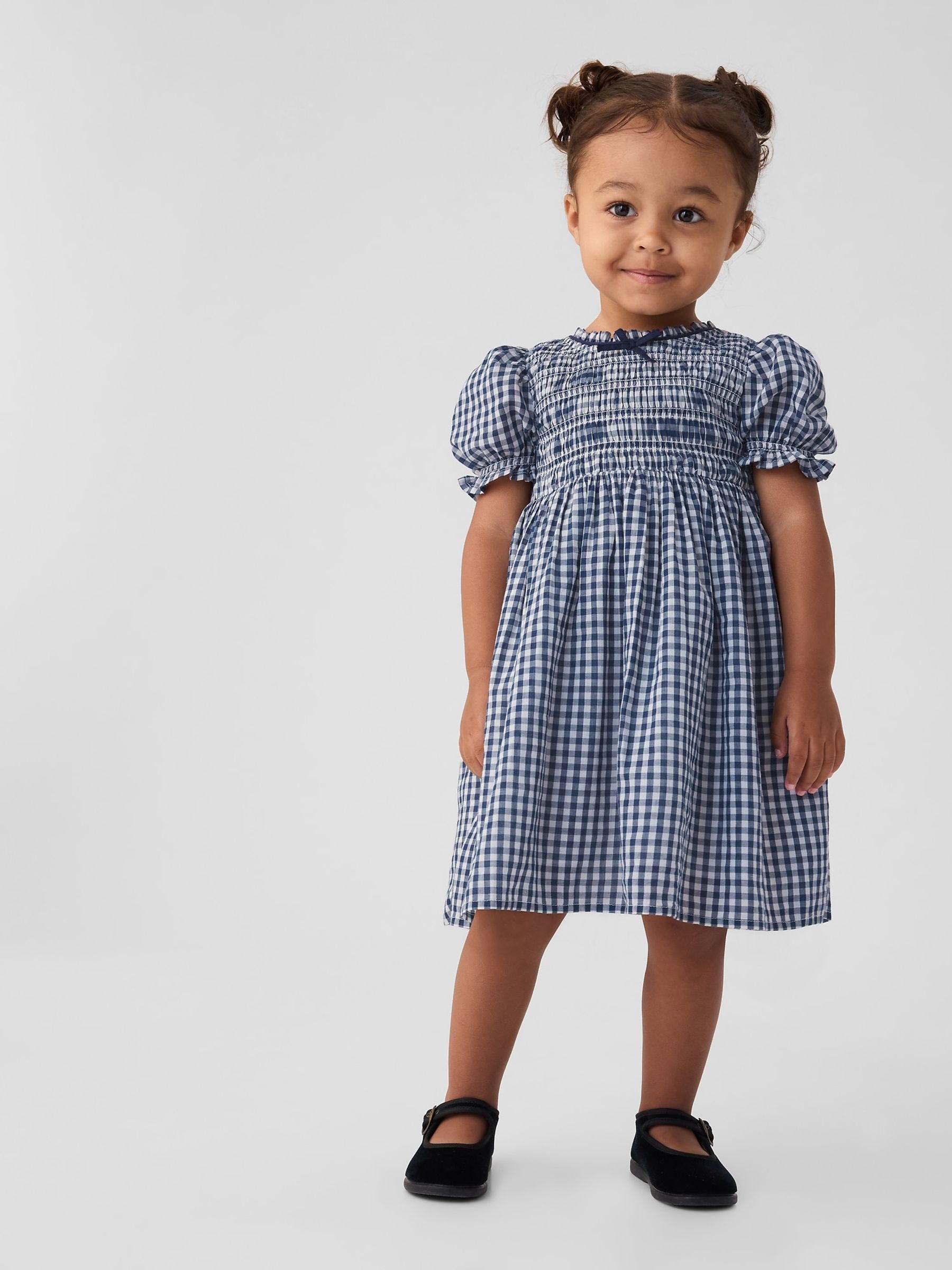 Navy Blue DOEN Gingham Dress 6 12 months