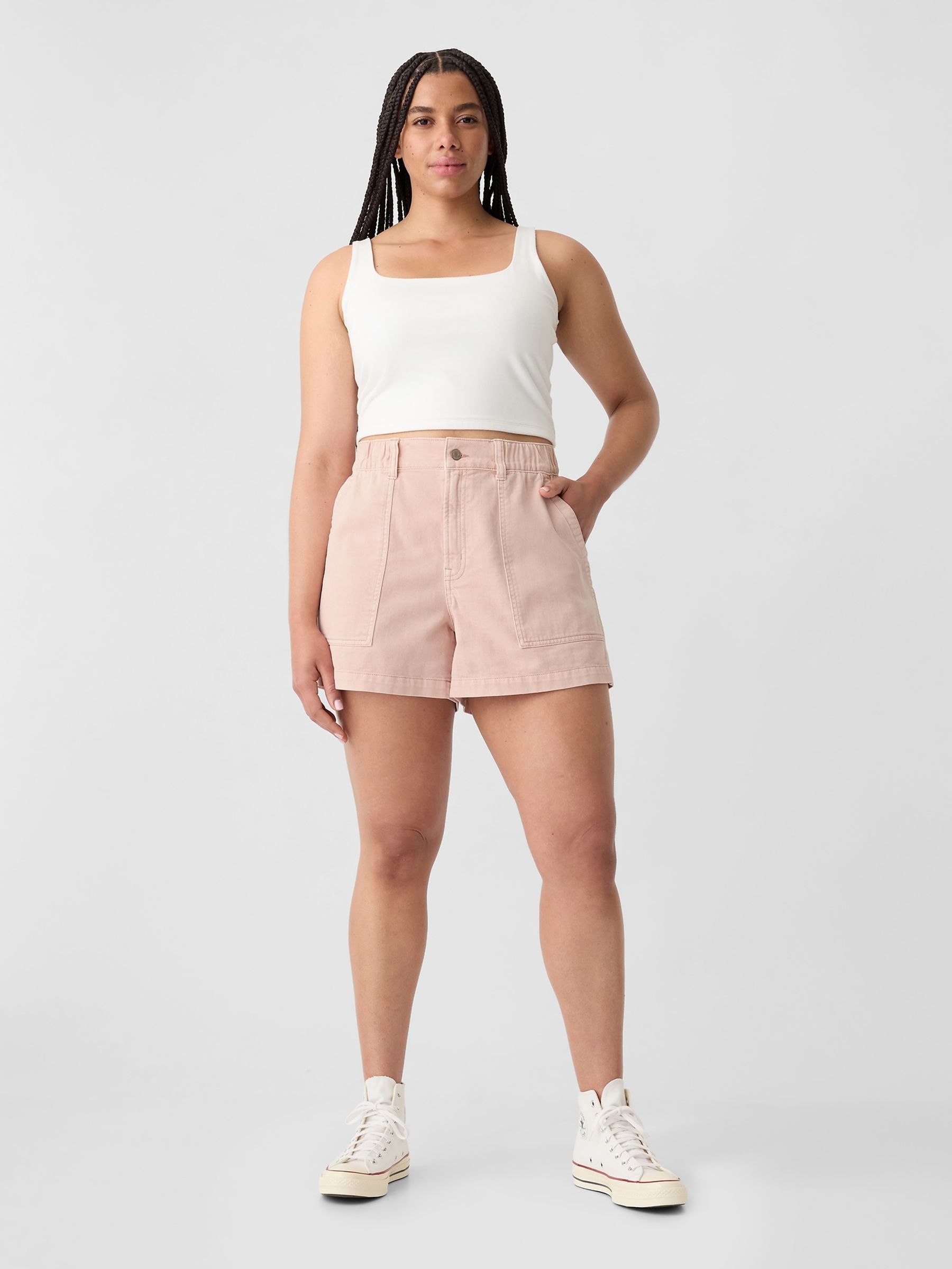 Pink high waisted shorts discount