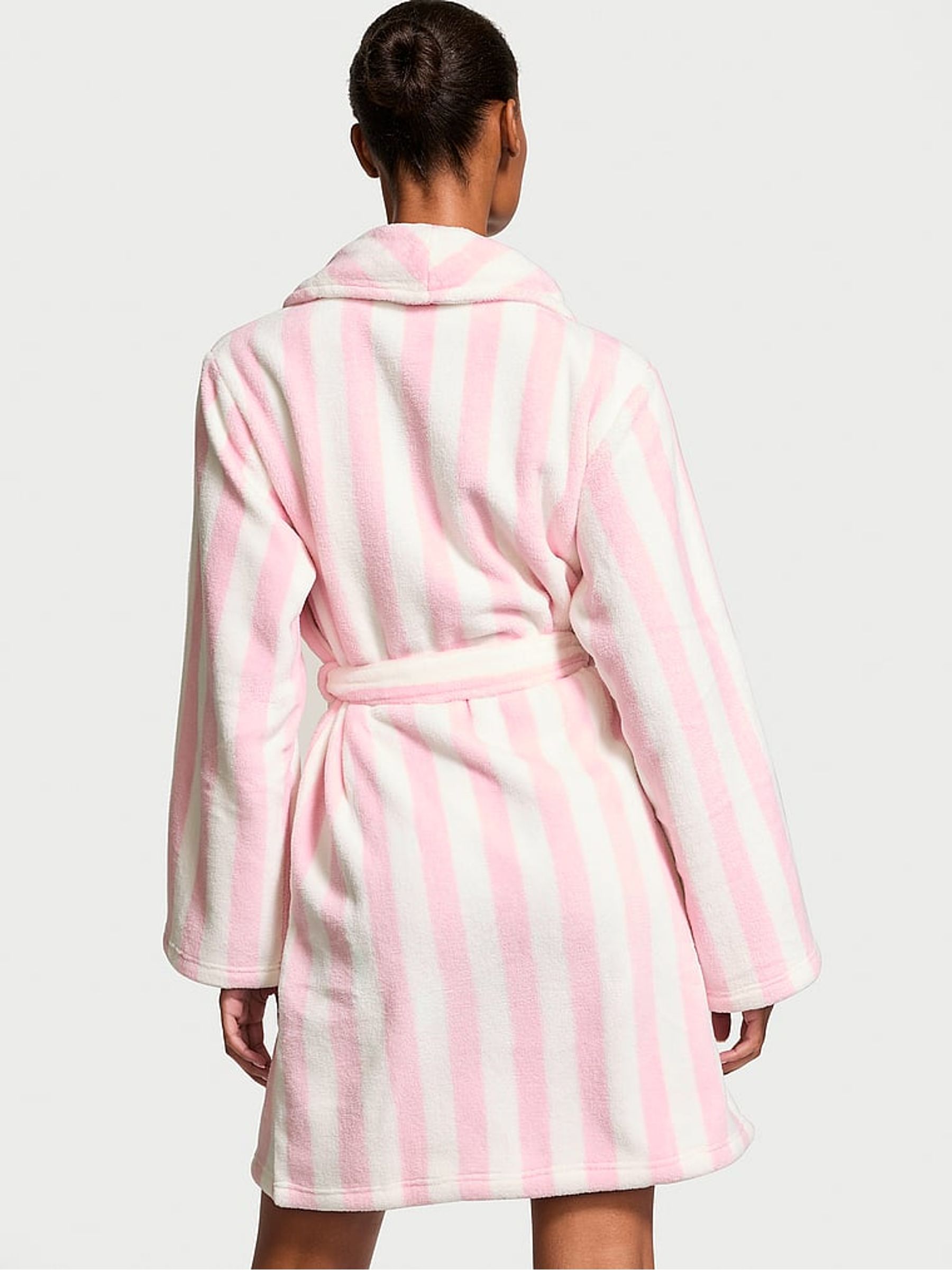 Buy Victoria s Secret Pink Stripe Cosy Short Dressing Gown from the Victoria s Secret UK online shop