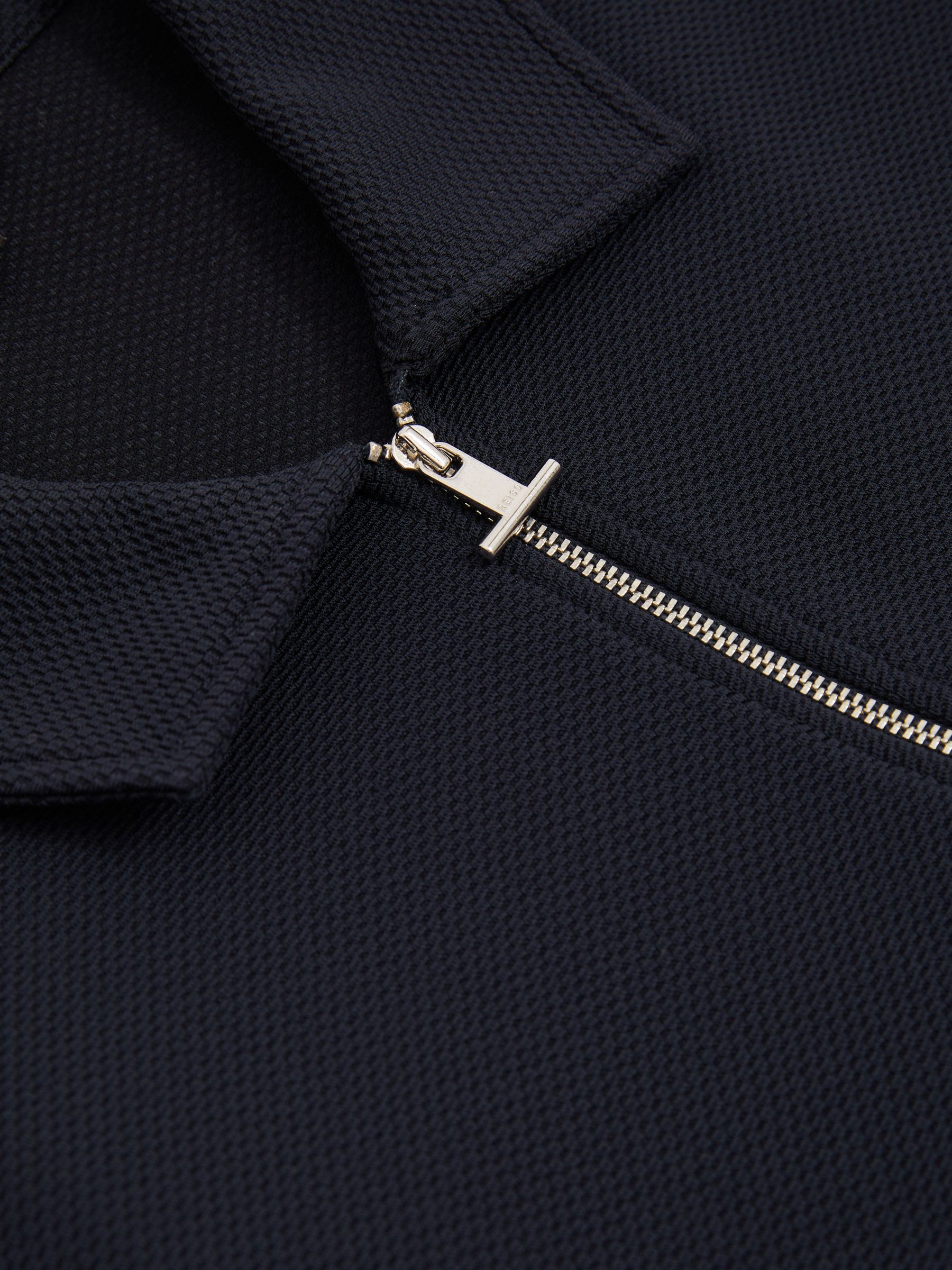Reiss Textured Zip Through Overshirt in Navy REISS