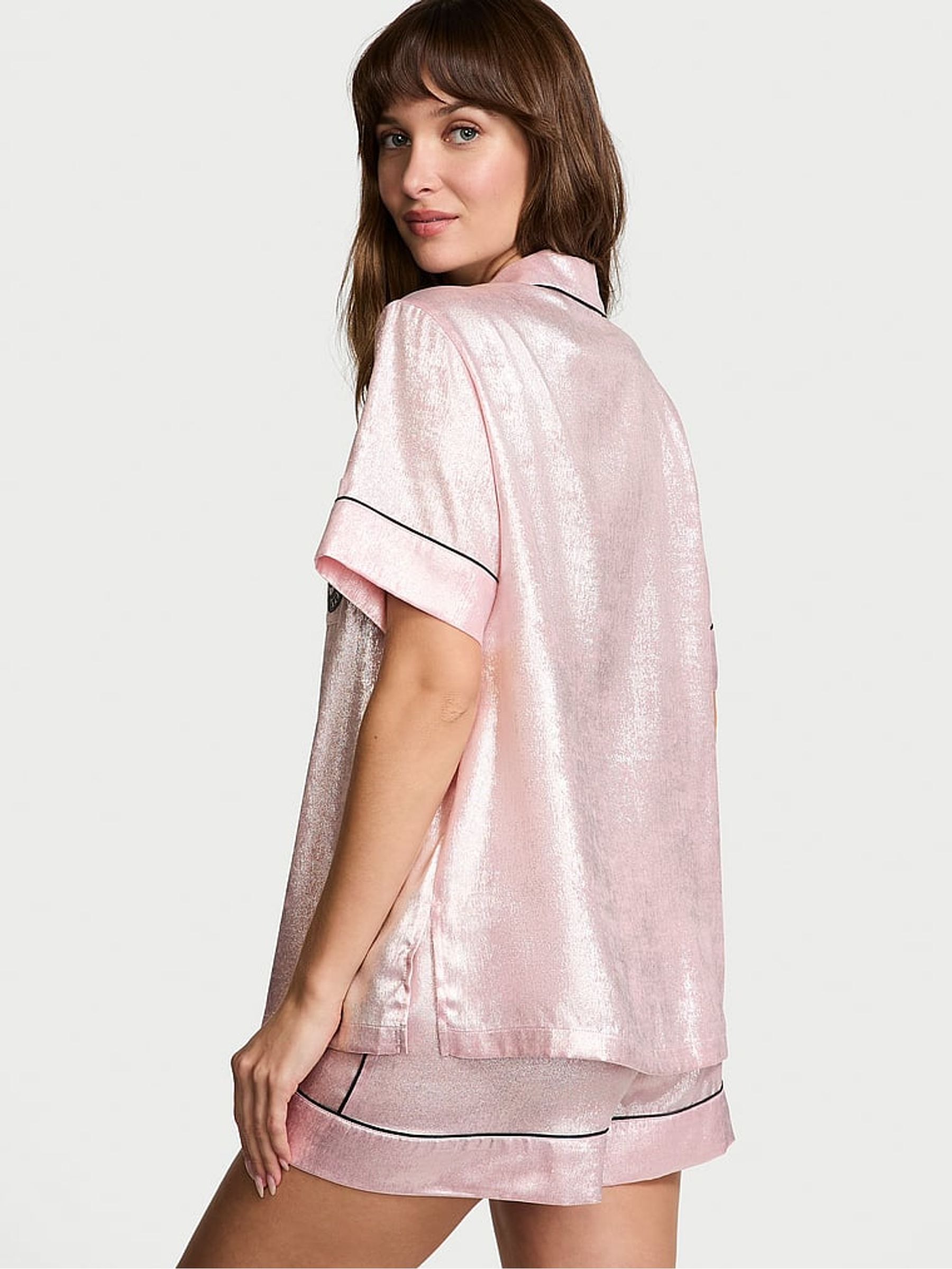 Pink satin shorts sales