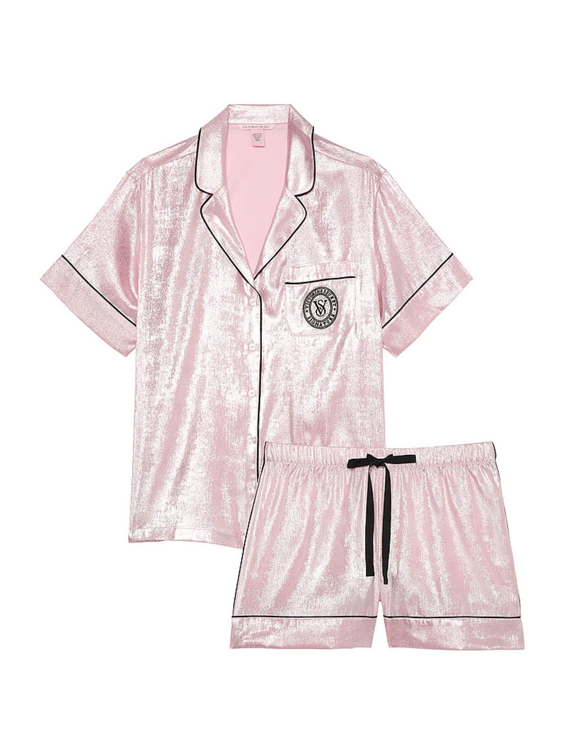 Pink satin pajama shorts deals