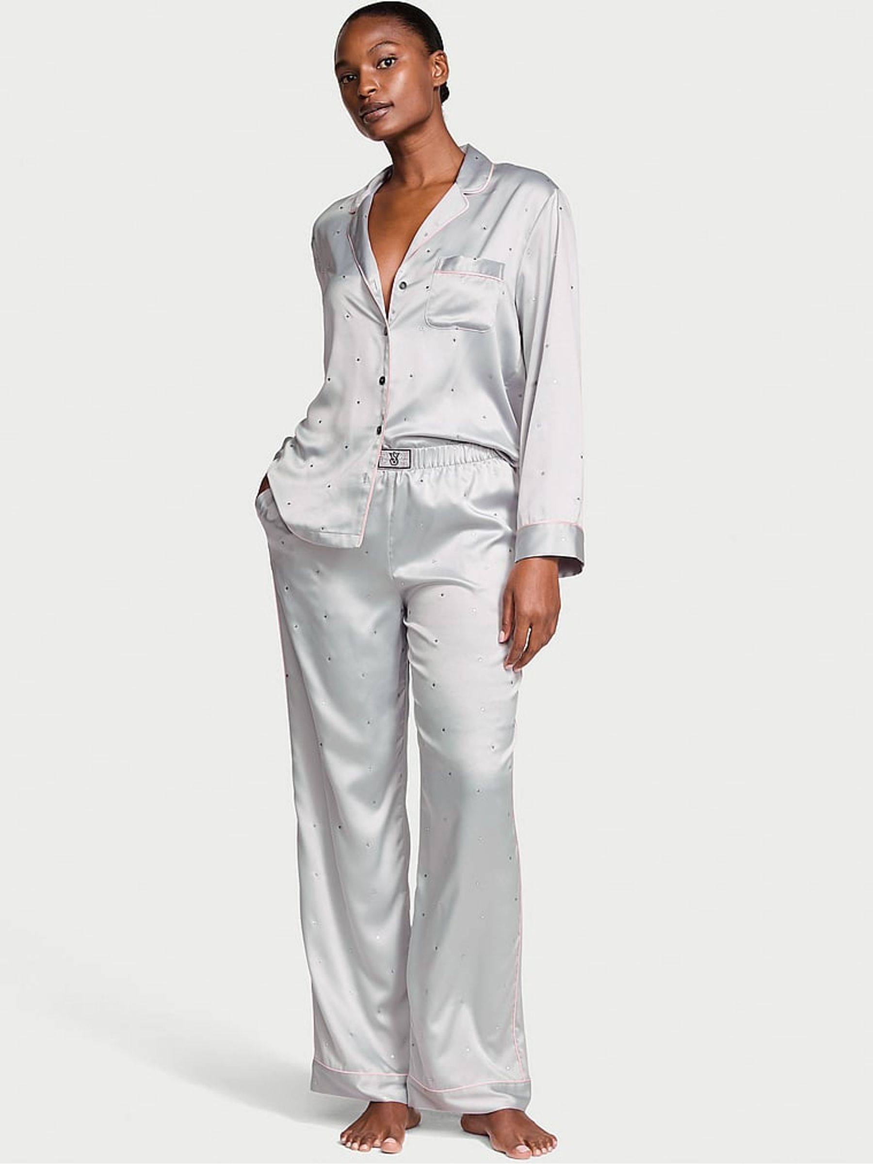 Buy Victoria s Secret Silver Pearl Grey Star Dew Drop Long Pyjama Set from the Victoria s Secret UK online shop