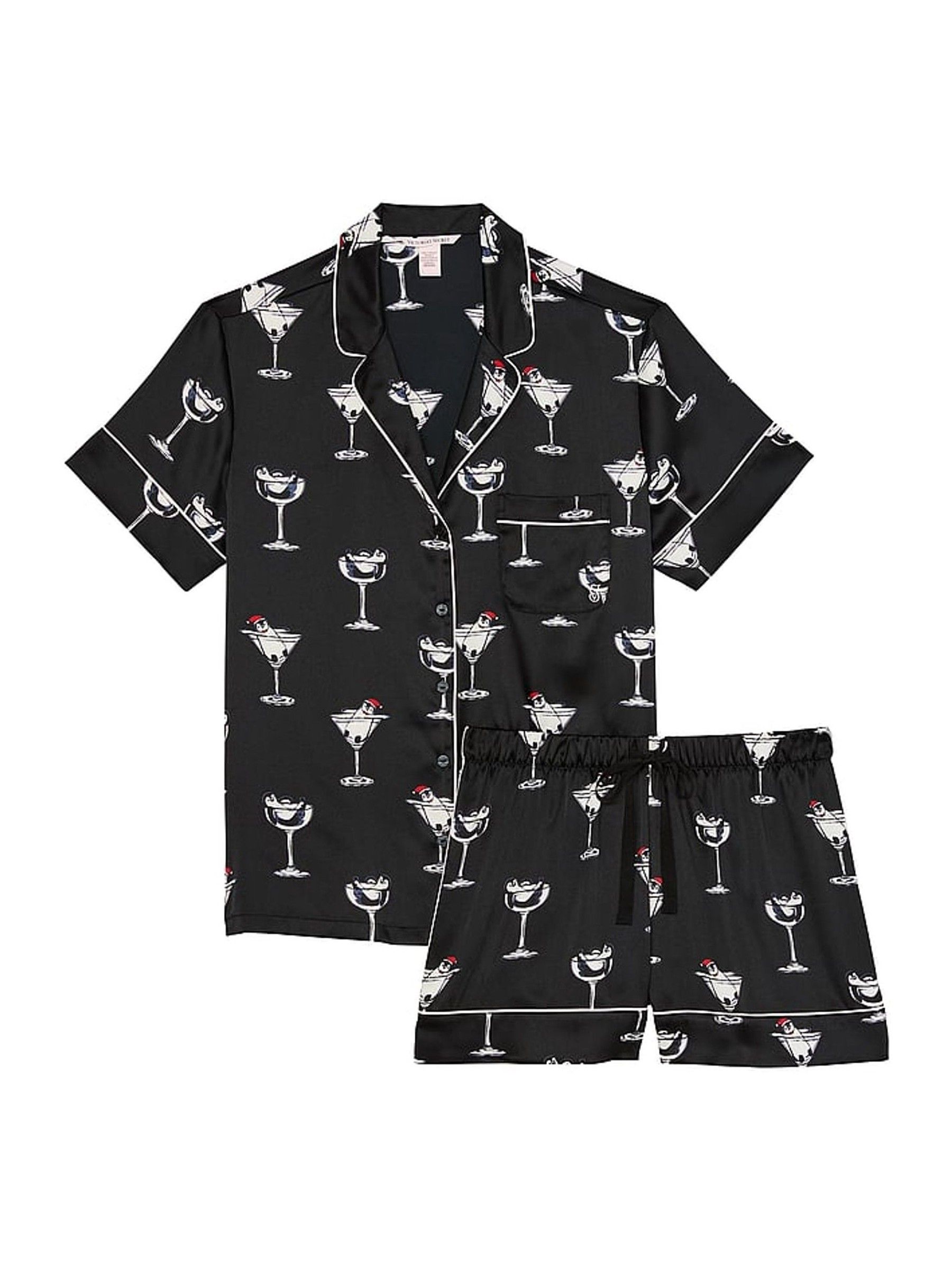 Buy Victoria s Secret Black Cocktail Penguins Satin Short Pyjama Set from the Victoria s Secret UK online shop