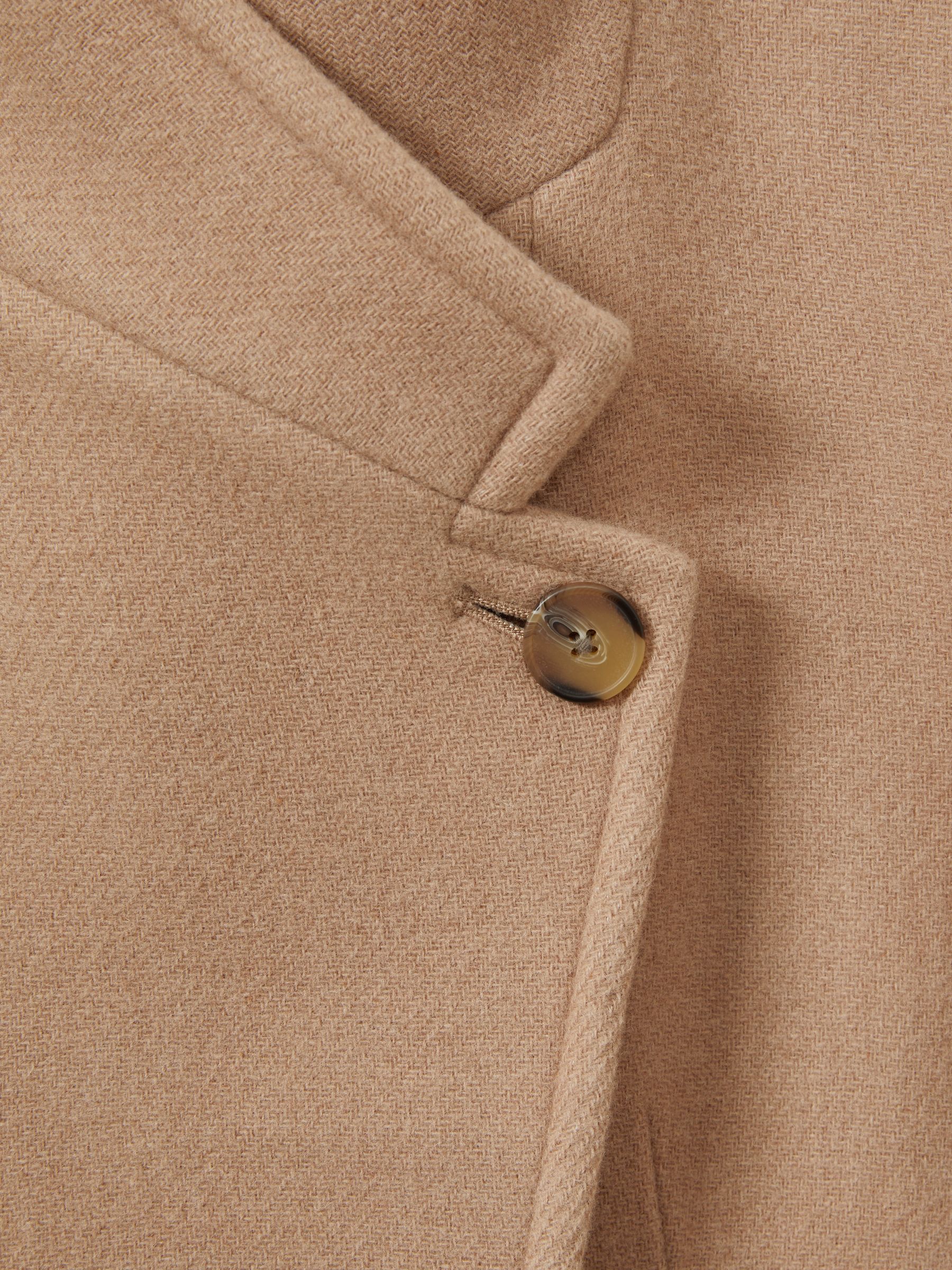 Reiss Petite Wool Blend Longline Double Breasted Coat in Light Camel REISS