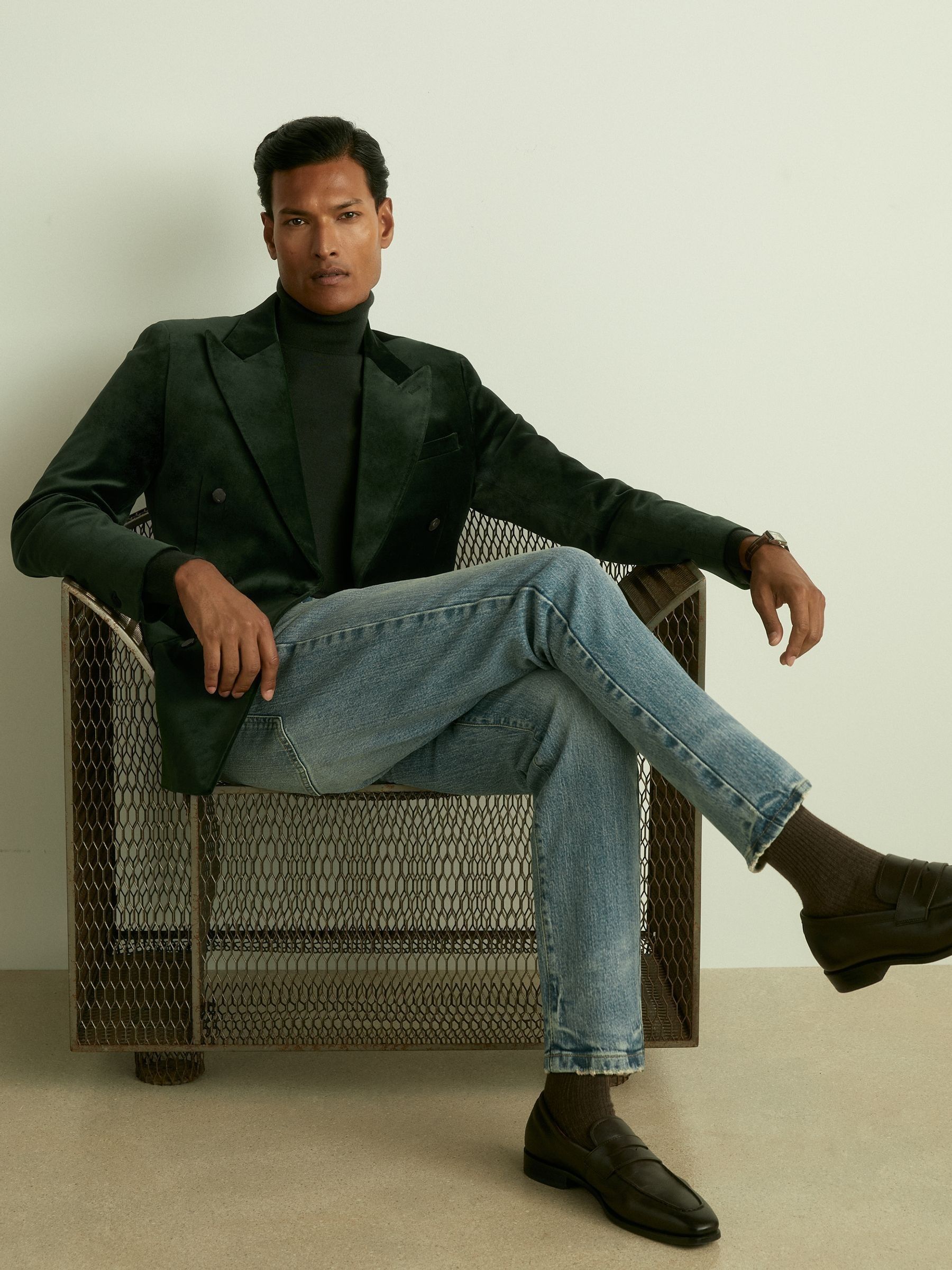Velvet blazer with jeans on sale