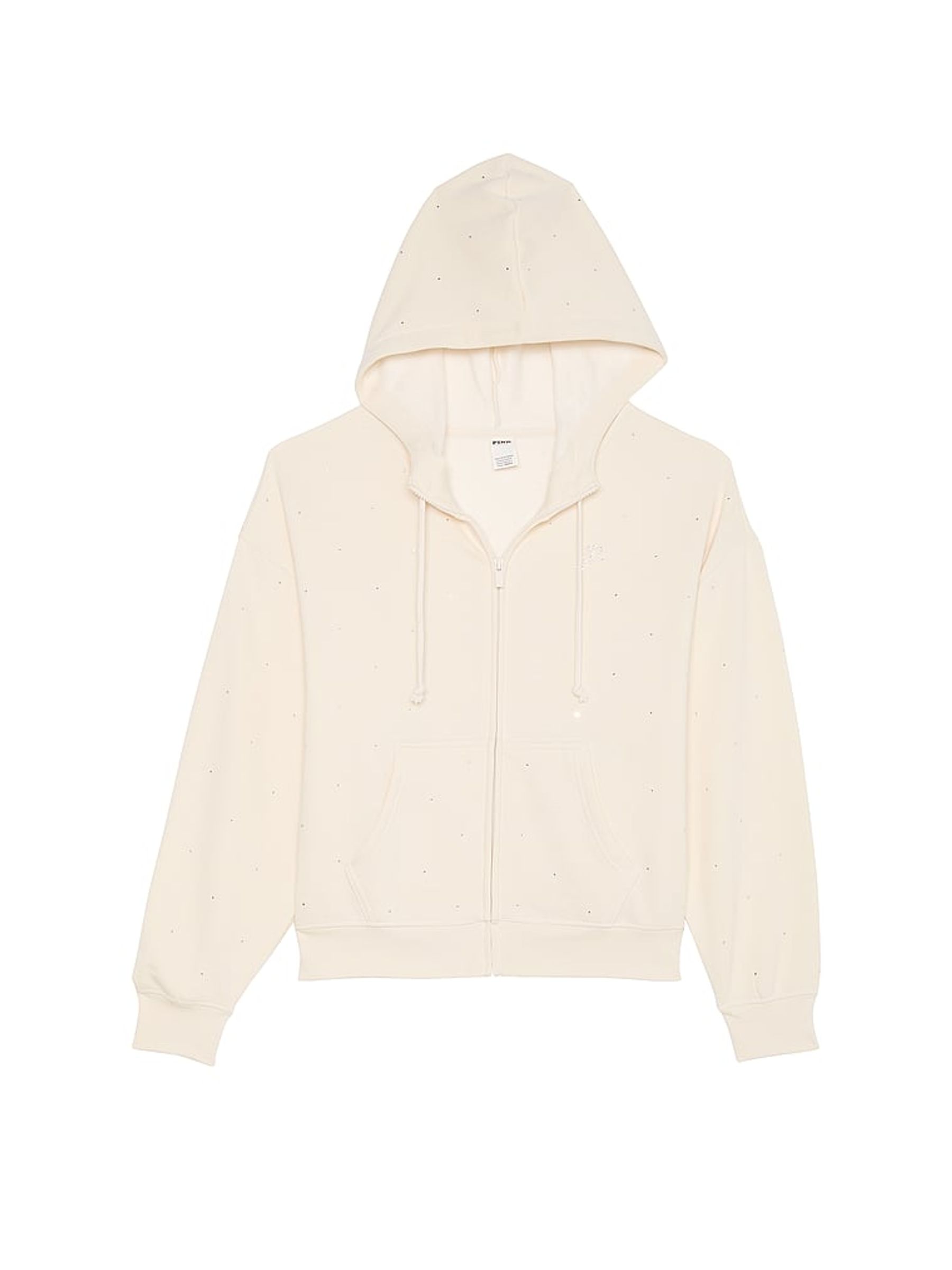White Shell Zip Up Diamante Fleece Hoodie