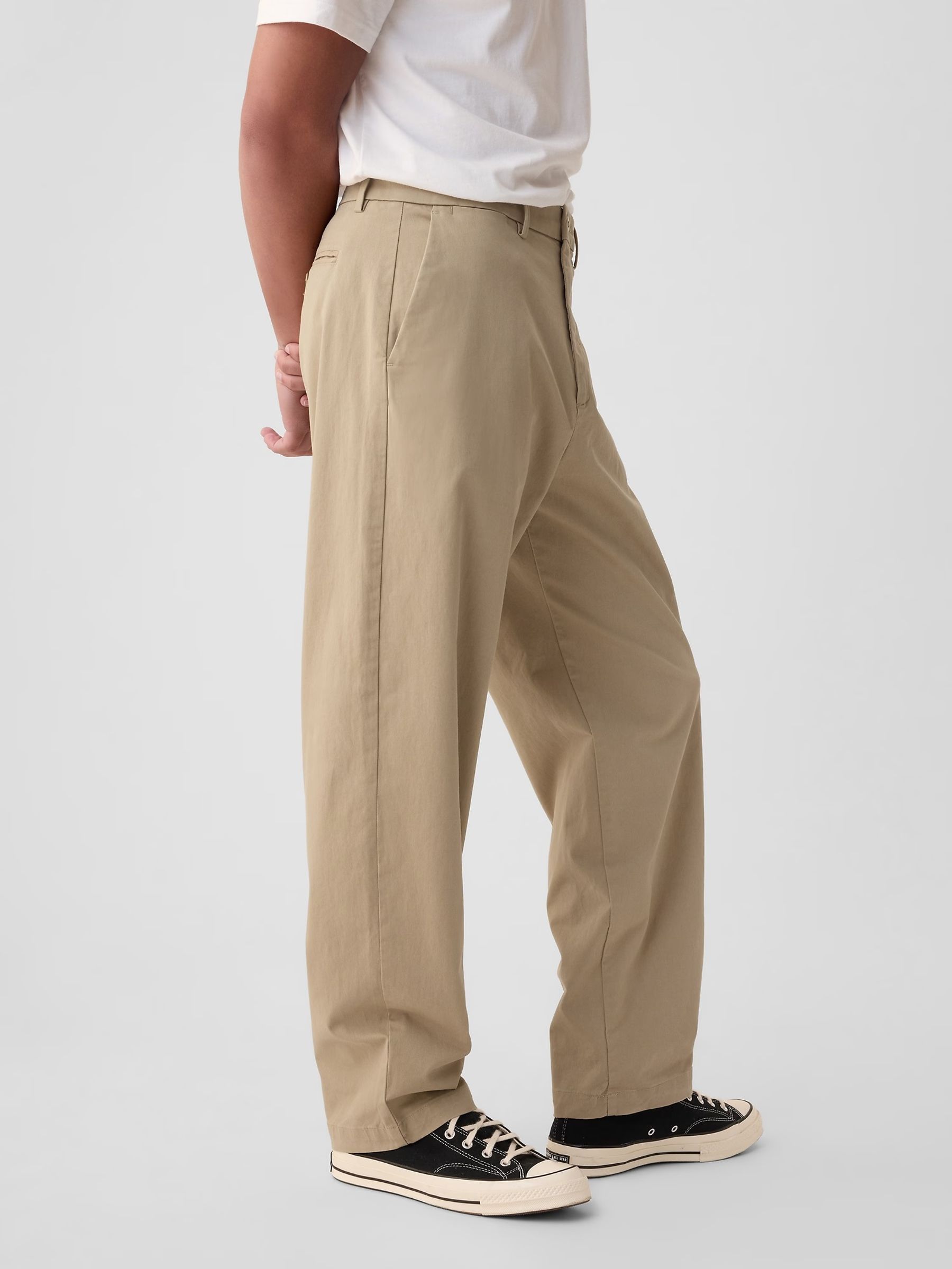 Neutral Baggy Fit Stretch Modern Chinos