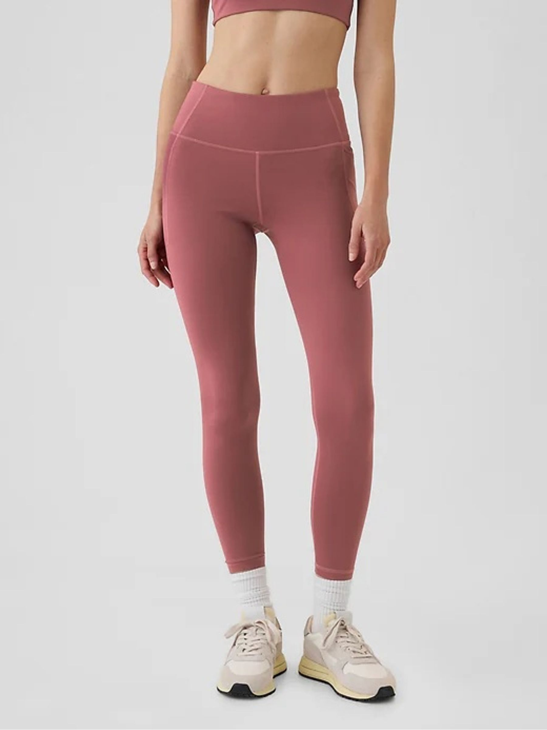 Buy Pink High Waisted Power Stretch Full Length Pocket Leggings from the Gap online shop
