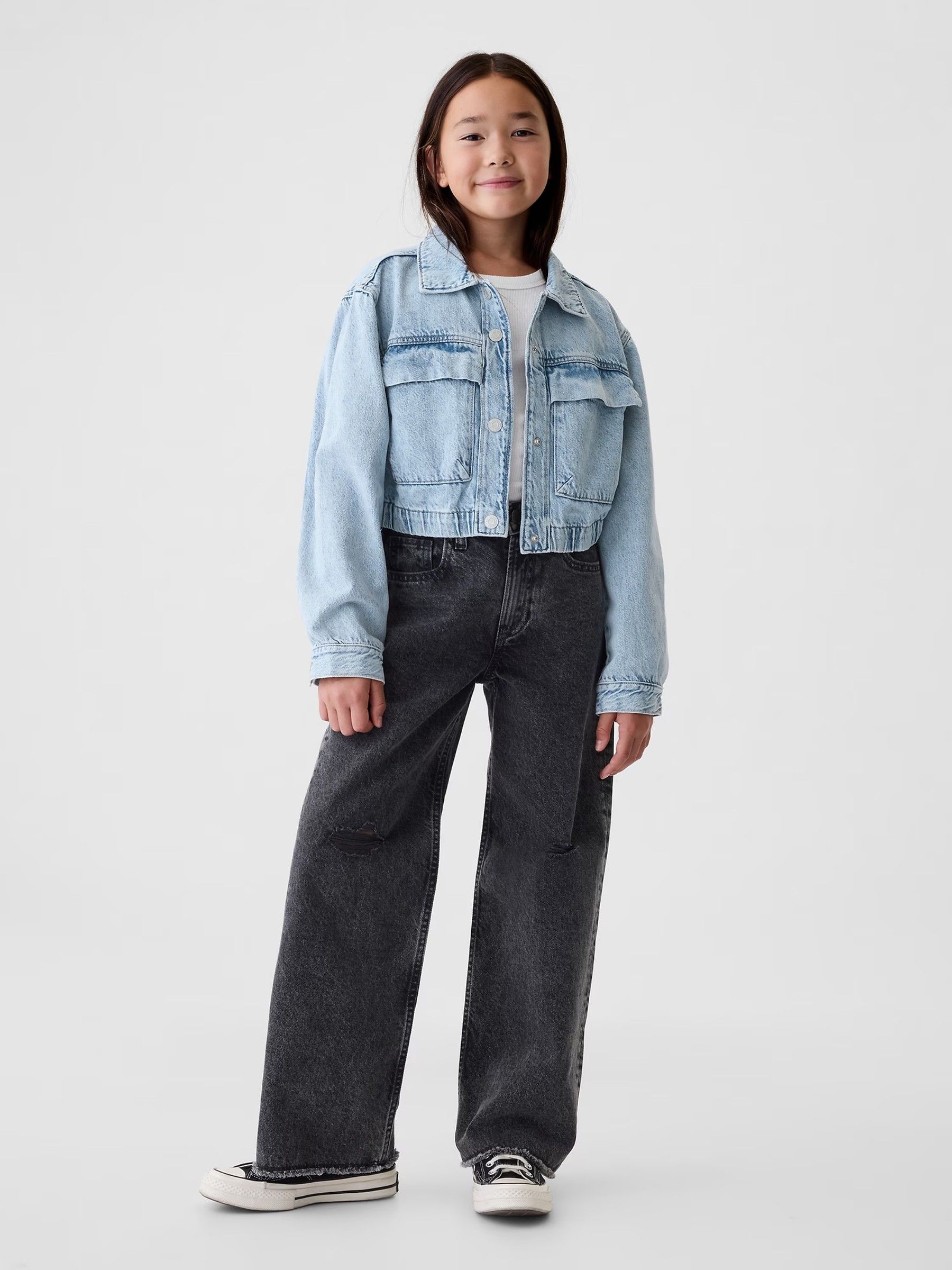 Buy Blue Cropped Denim Jacket 4 13yrs from the Gap online shop