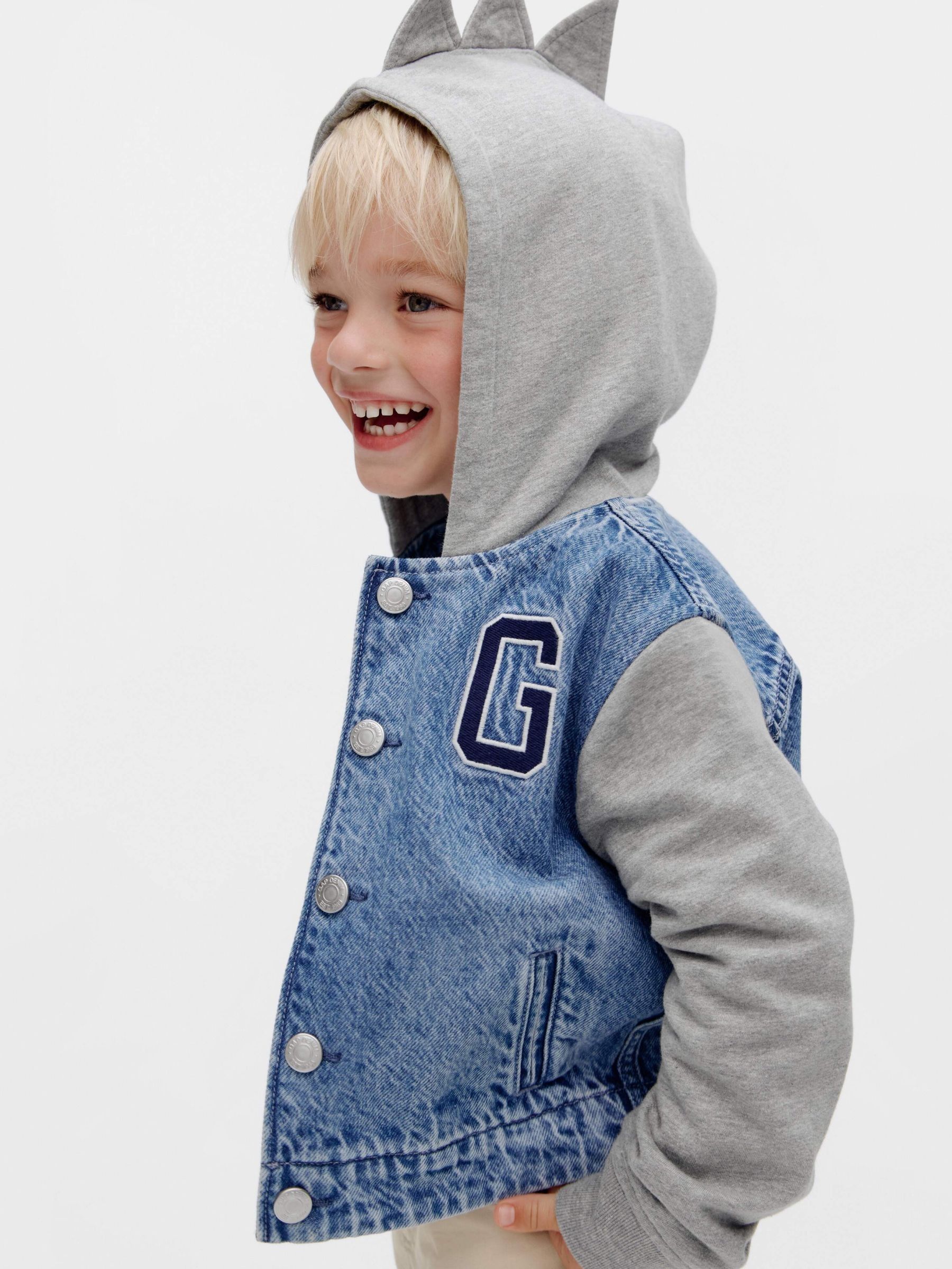 Buy Blue Dinosaur Varsity Denim Hoodie Jacket 6mths 5yrs from the Gap online shop