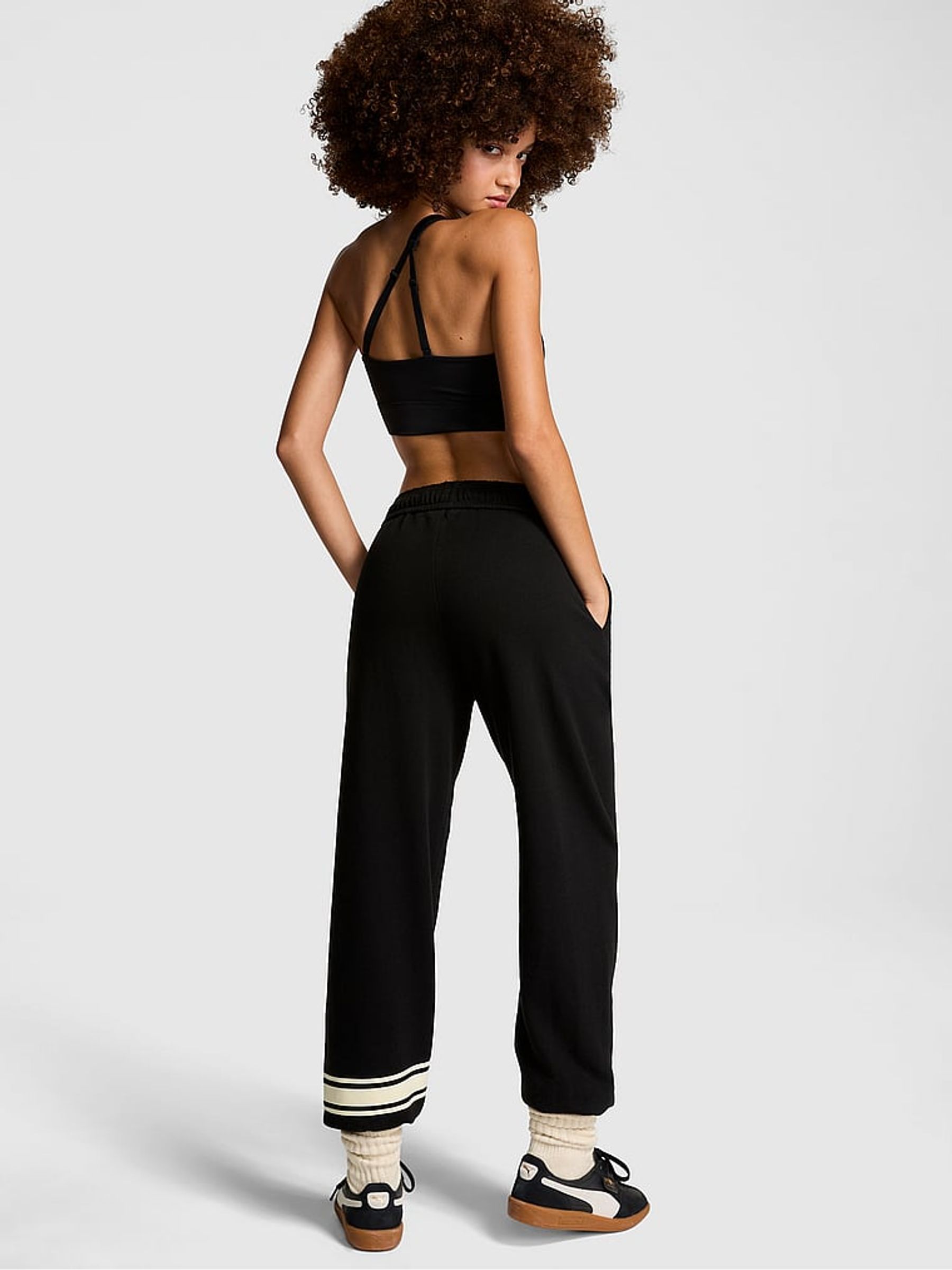 Buy Victoria s Secret Black Cuffed Fleece Joggers from the Victoria s Secret UK online shop