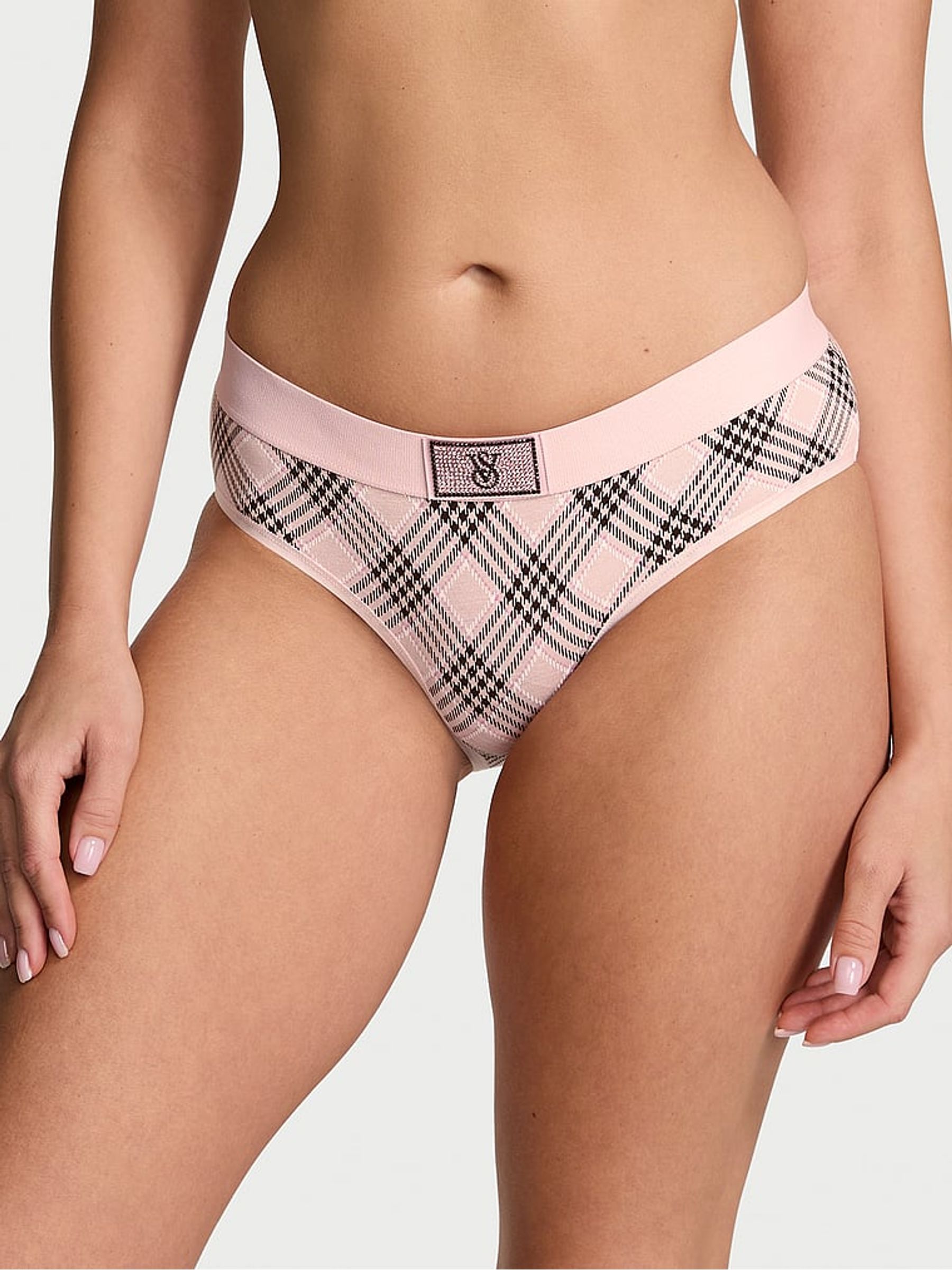 Buy Victoria s Secret Pink Plaid Hipster Logo Shine Patch Knickers from the Victoria s Secret UK online shop