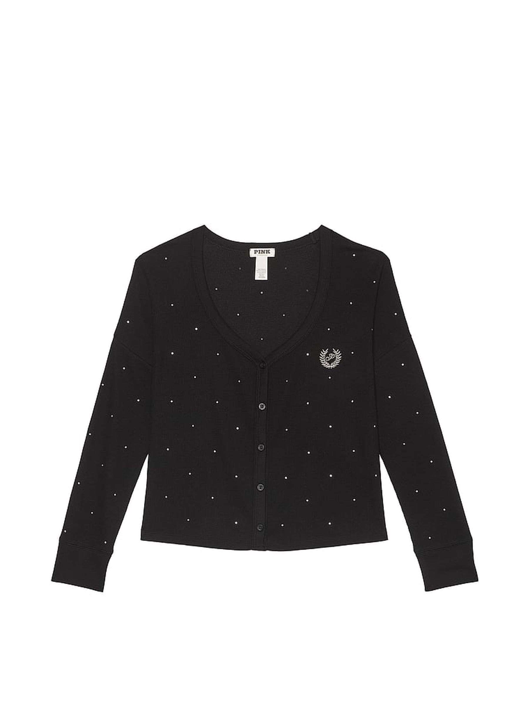 Buy Victoria s Secret Black Diamante Thermal Cropped Cardigan Pyjama Top from the Victoria s Secret UK online shop