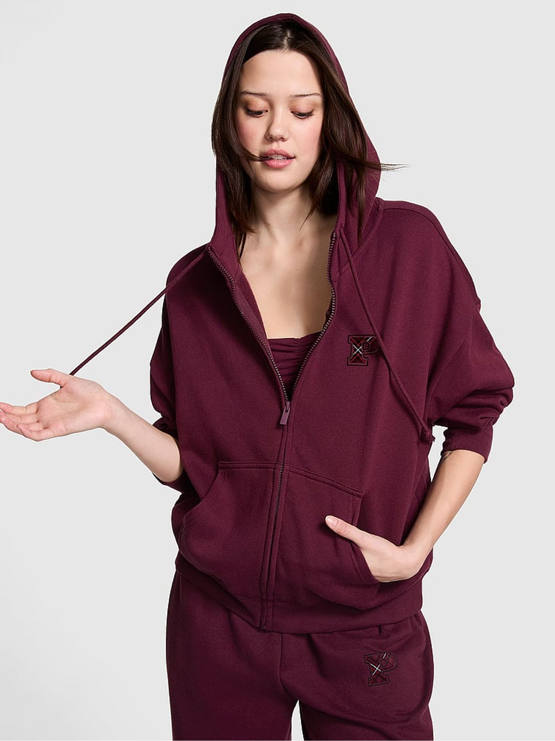 Buy Victoria s Secret Purple Rose Zip Up Fleece Hoodie from the Victoria s Secret UK online shop