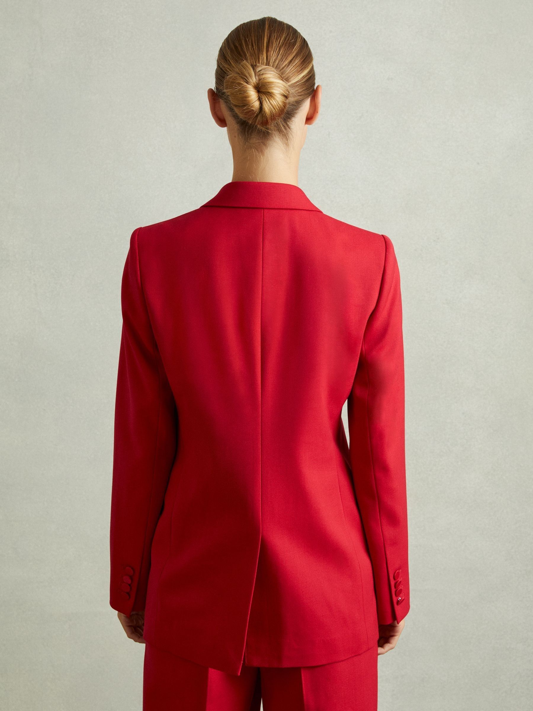 Reiss Wool Blend Double Breasted Tux Blazer in Red REISS