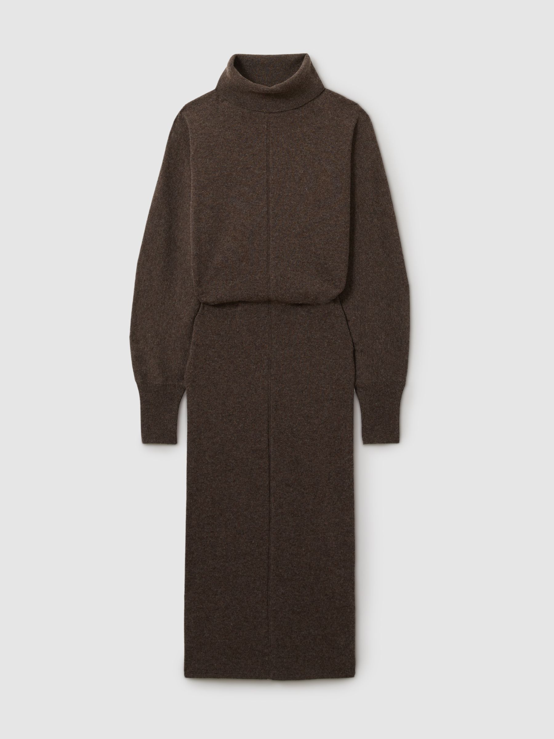 Reiss Petite Jumper Dress with Wool and Cashmere in Chocolate REISS