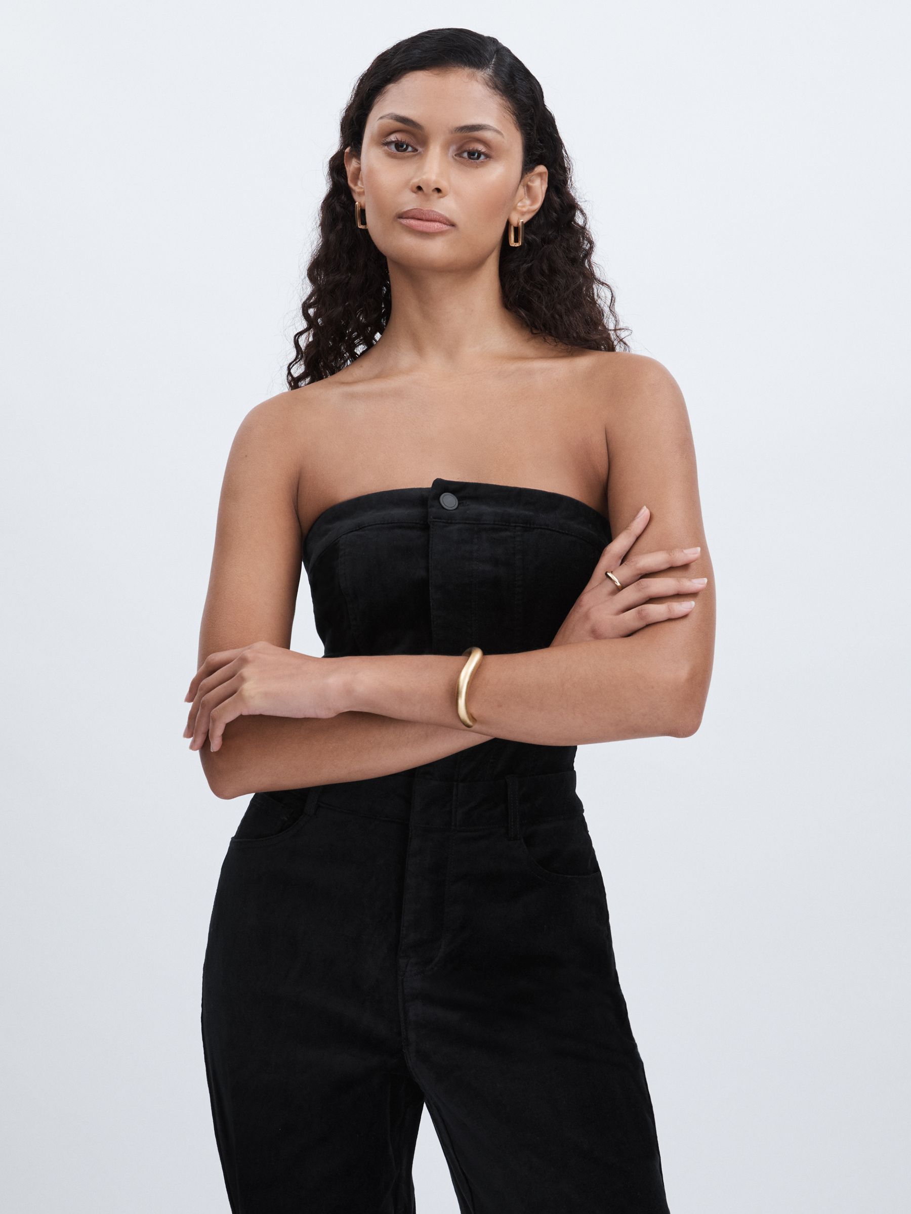 Velvet strapless jumpsuit top