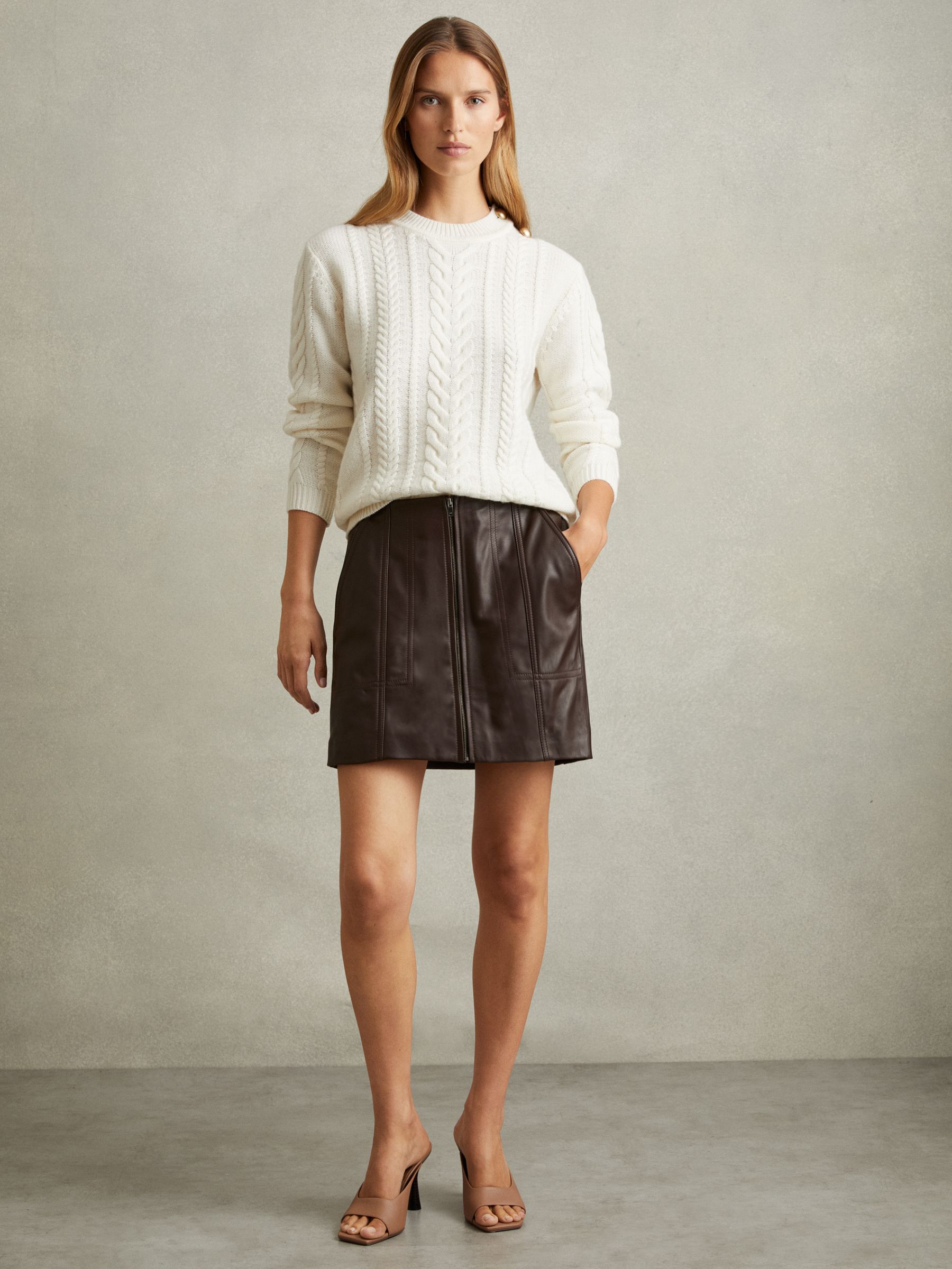Reiss leather mini skirt top