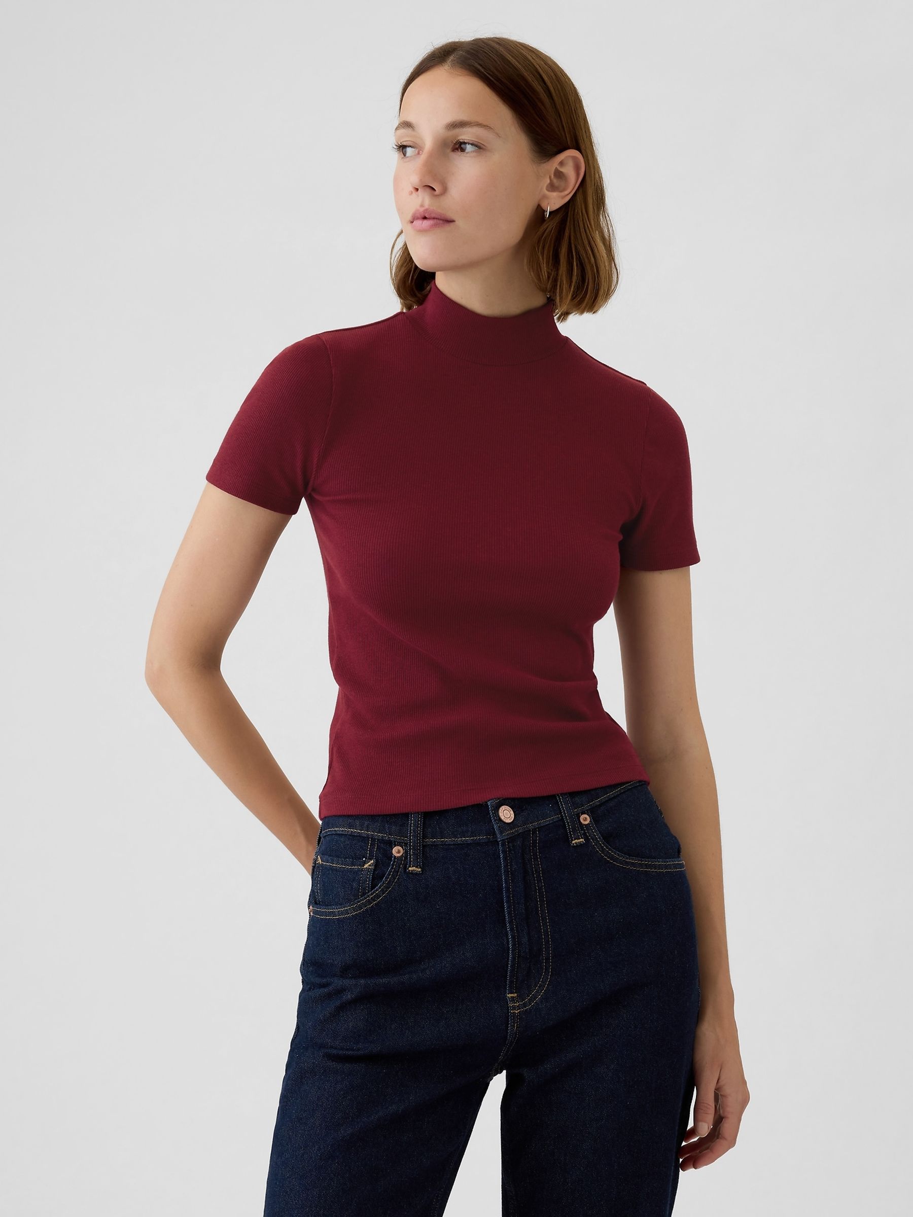 Red short sleeve turtleneck clearance