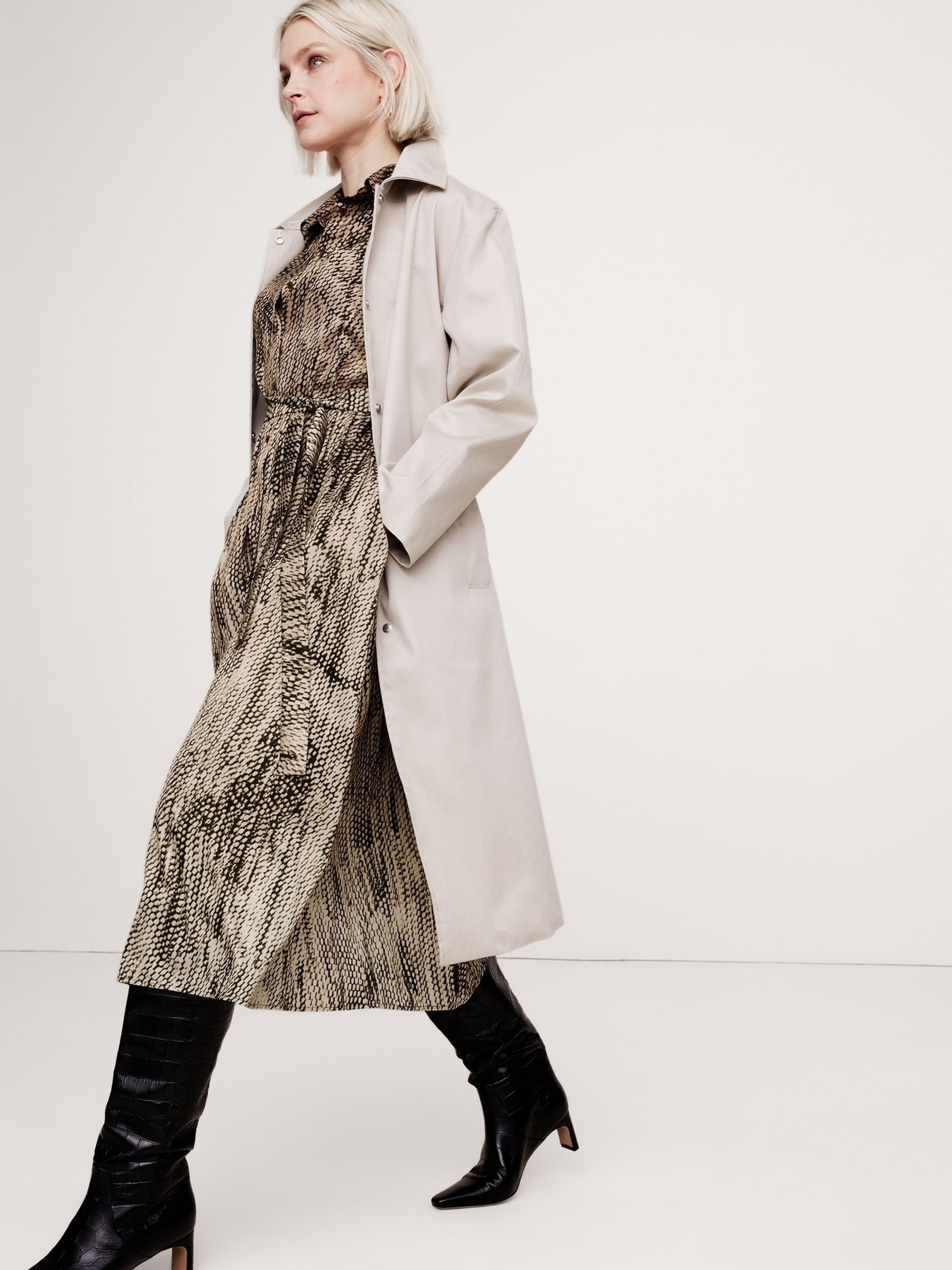 Buy Banana Republic Brown Oversized Snake Print Midi Dress from the Gap online shop