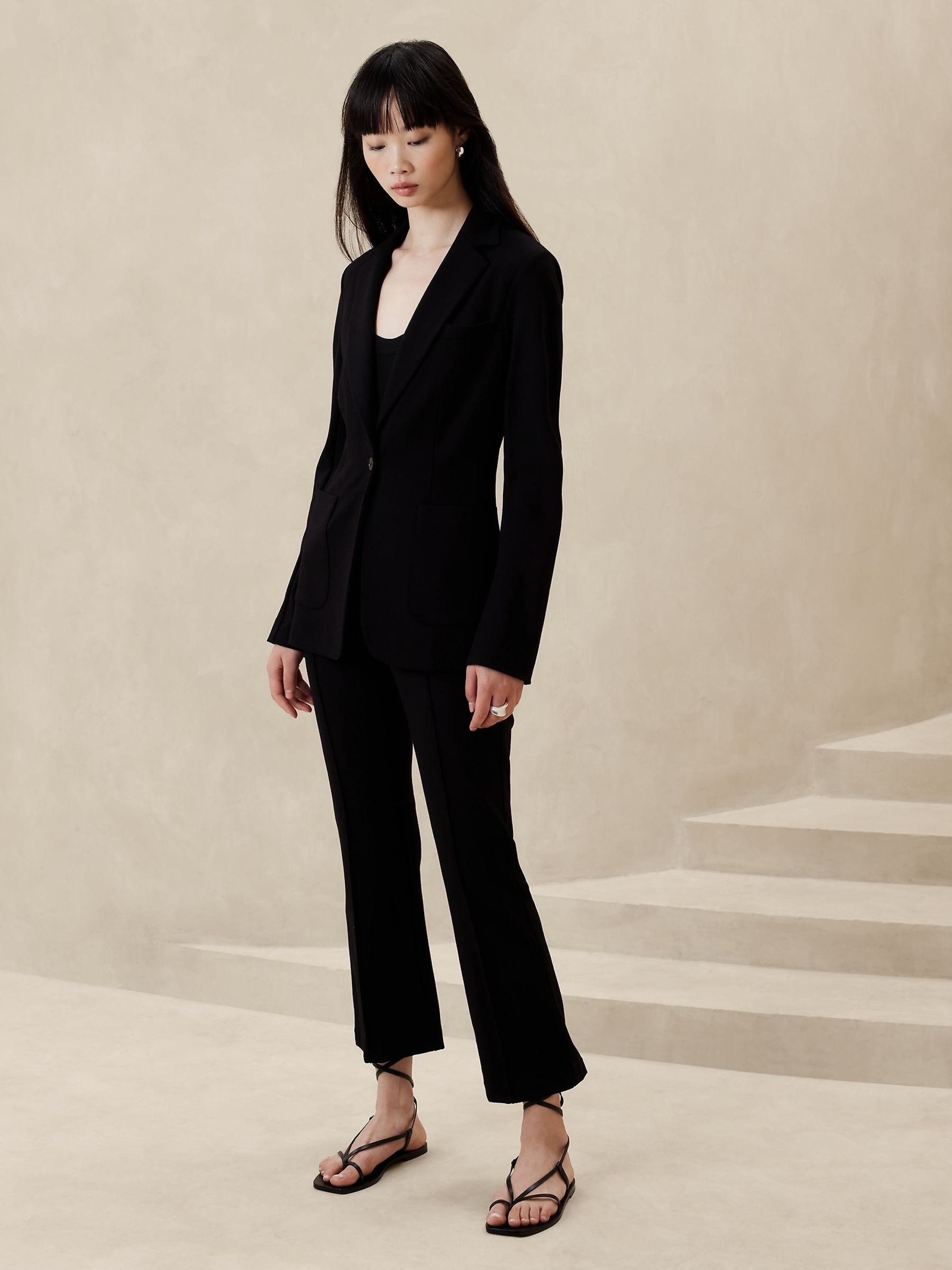 Women's black ponte blazer cheap