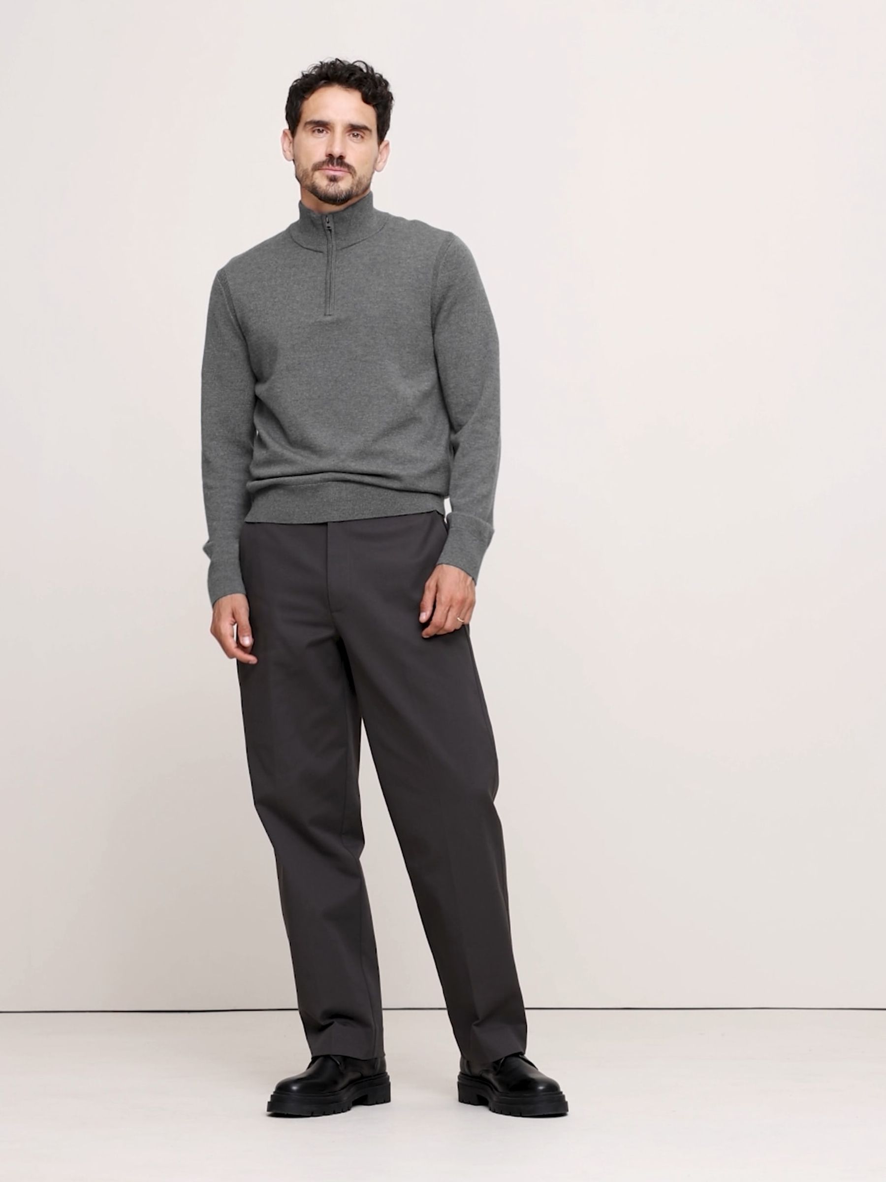 【スーパーセール】 Banana Republic Grey Merino Wool Italian Half-Zip Jumper | Gap トップス