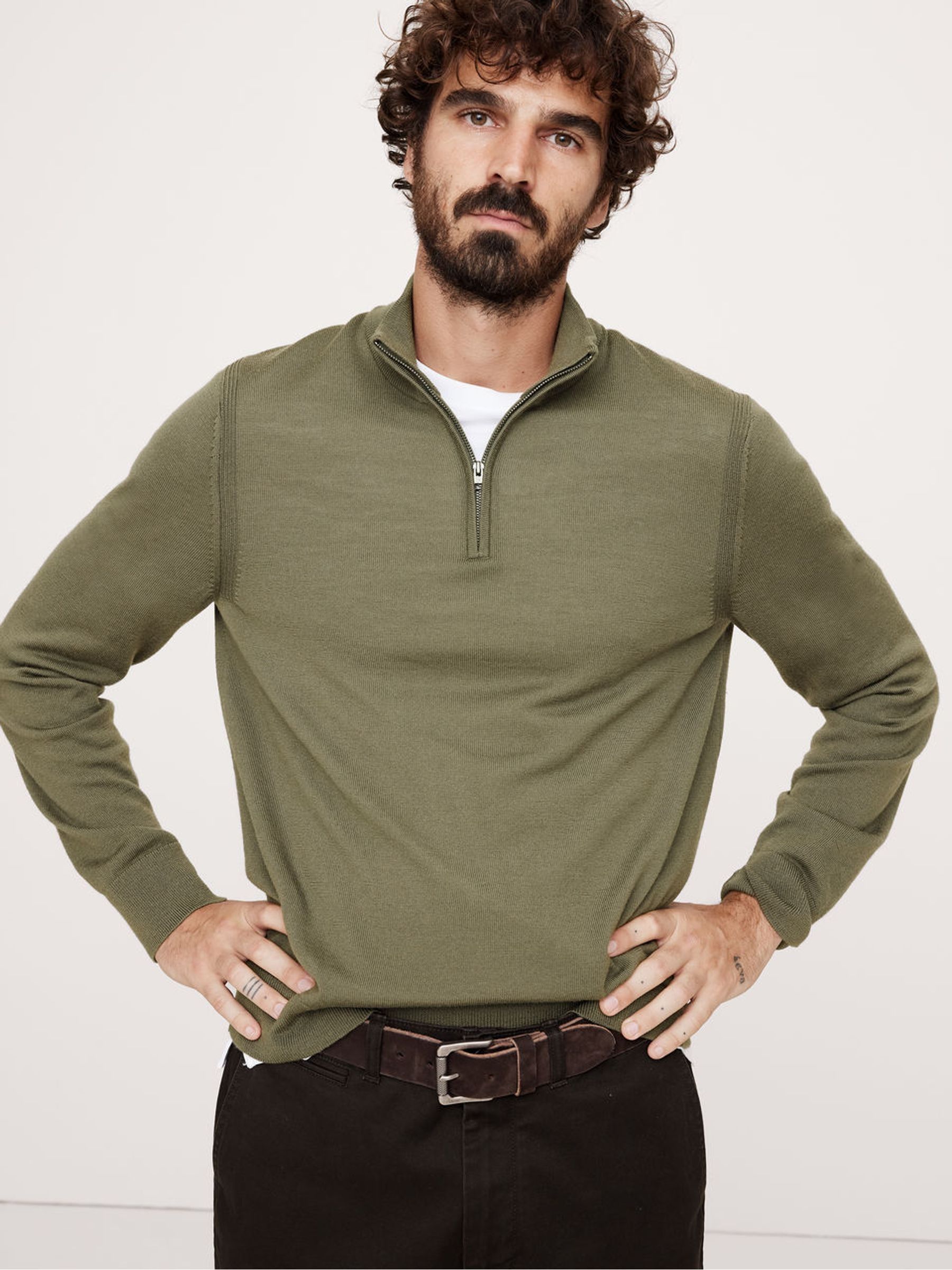Khaki half zip jumper discount