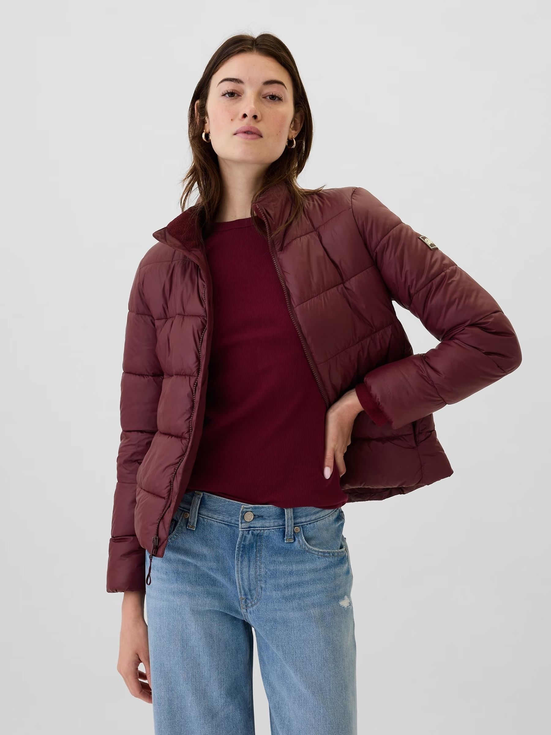Buy Burgundy Red Cold Control Puffer Jacket from the Gap online shop