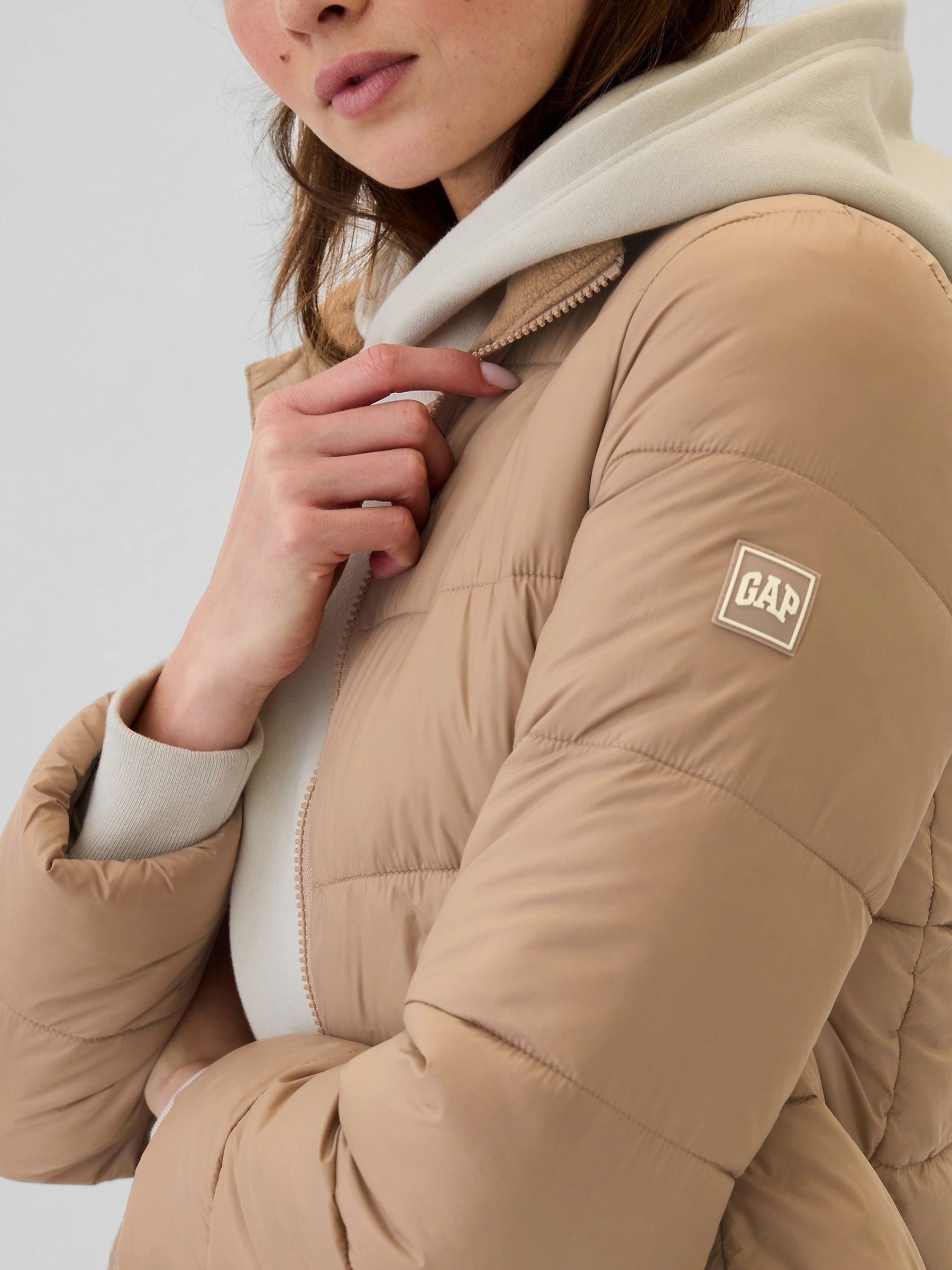 Beige Cold Control Puffer Jacket Gap
